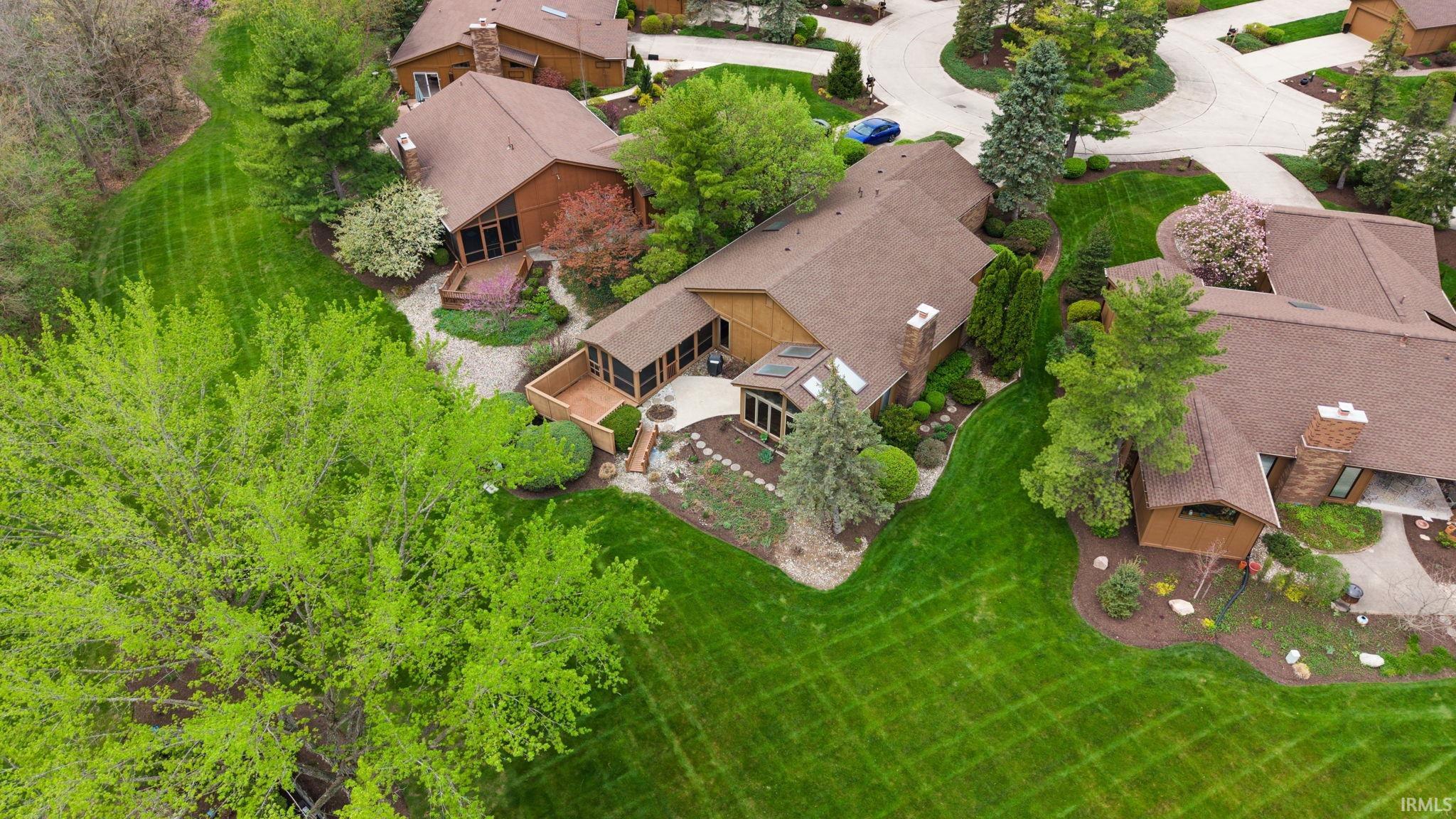 Aerial perspective of suburban area