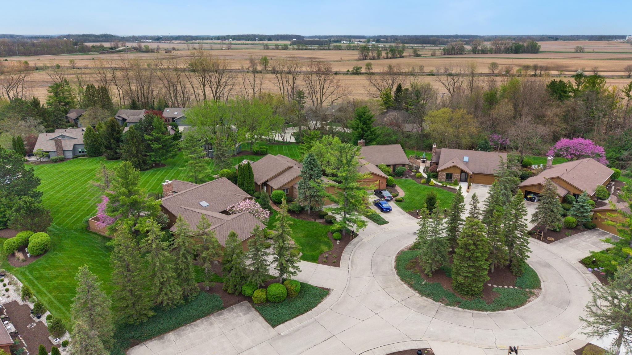Aerial perspective of suburban area
