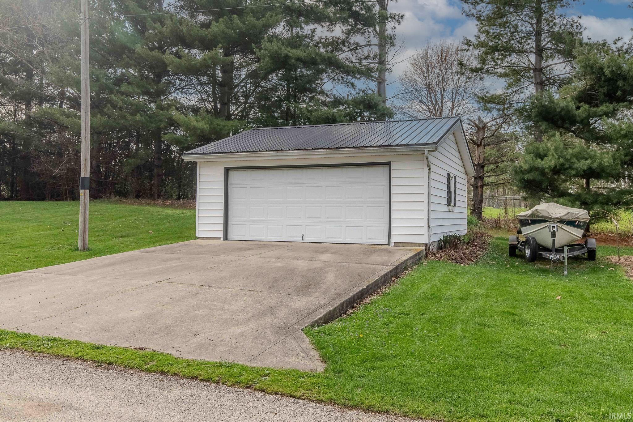 View of detached garage