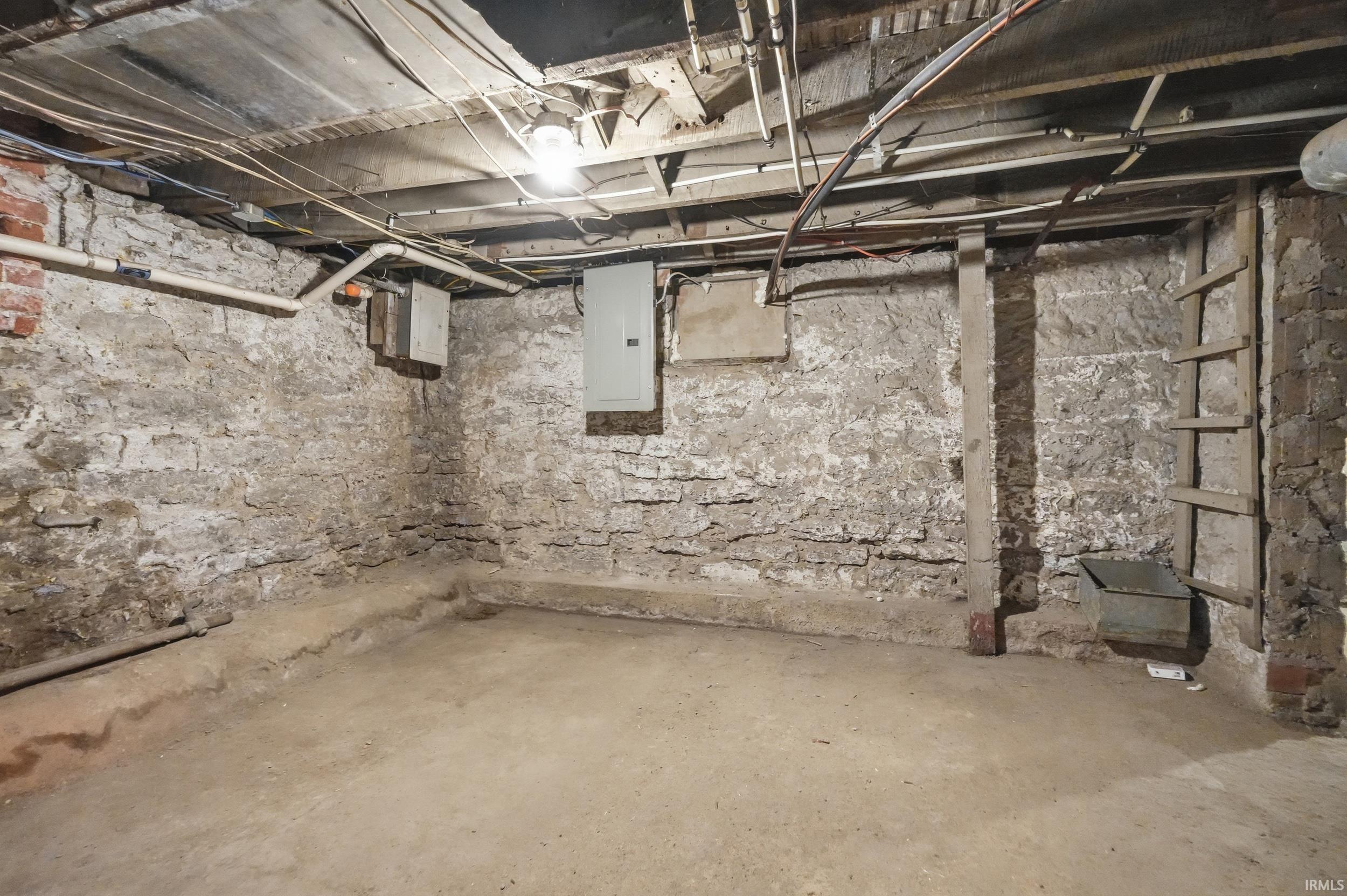 Unfinished below grade area with electric panel