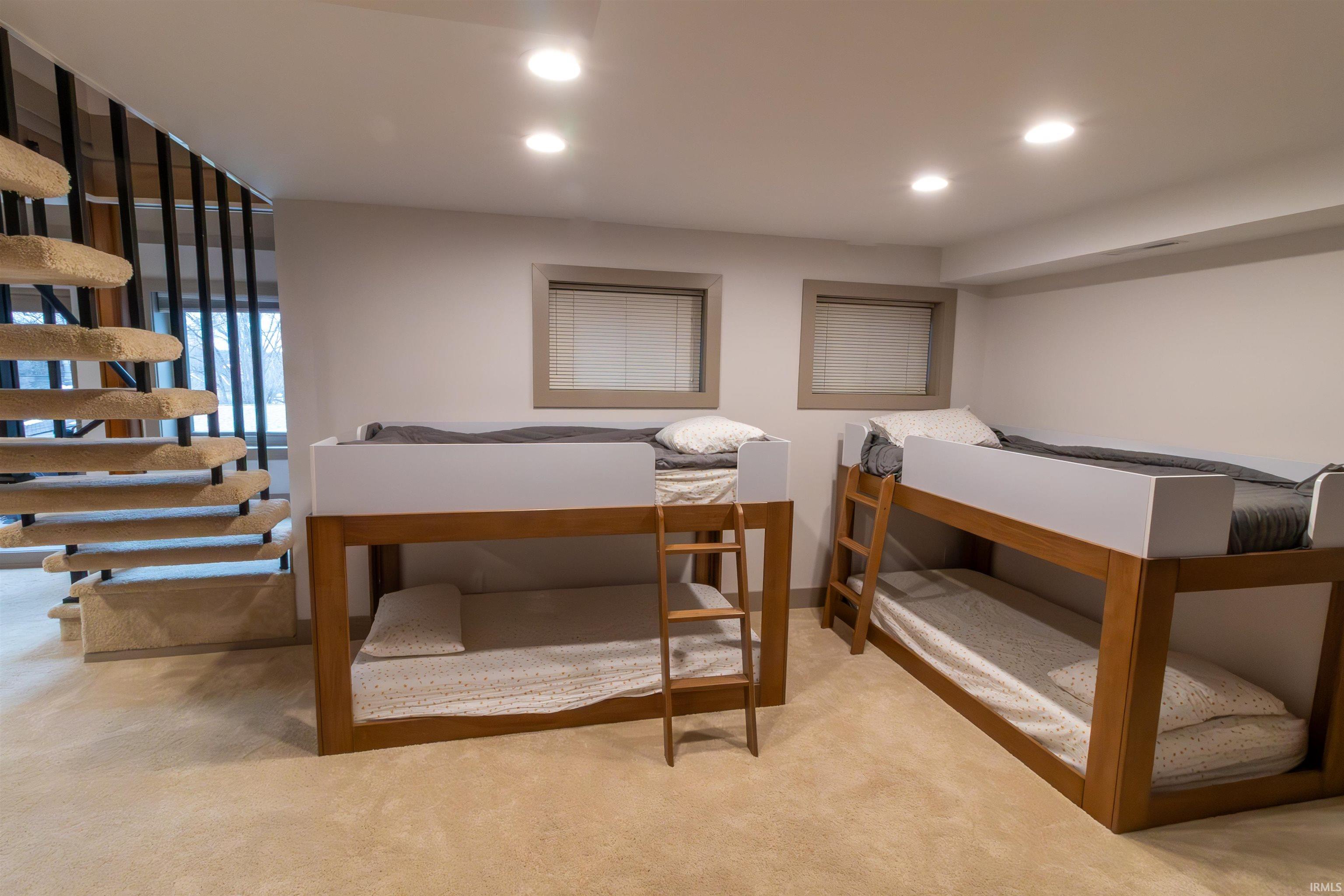 Basement living area with bunk beds