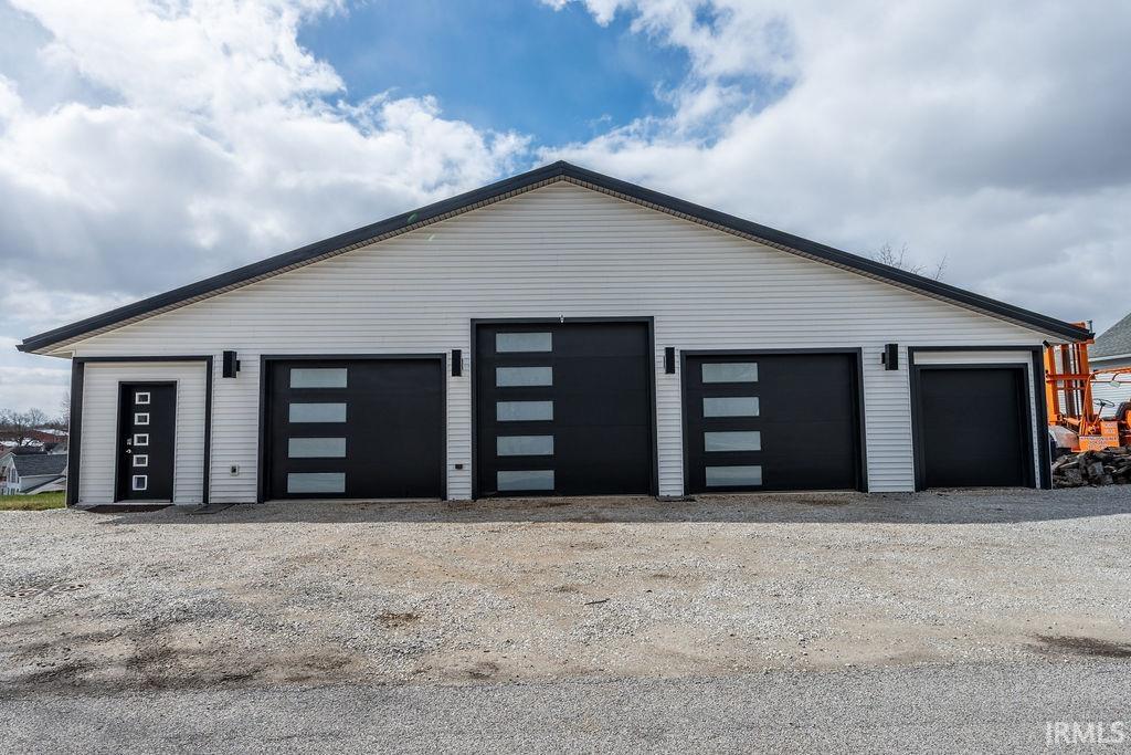 View of detached garage