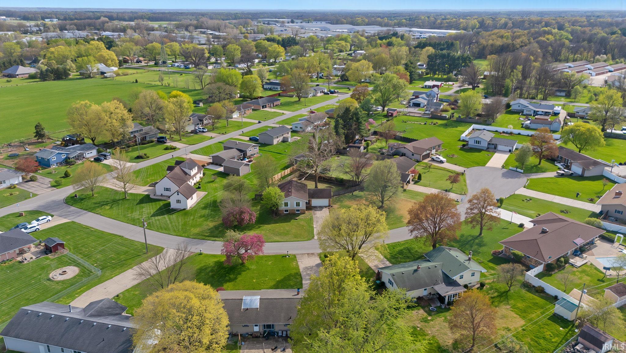 Aerial perspective of suburban area