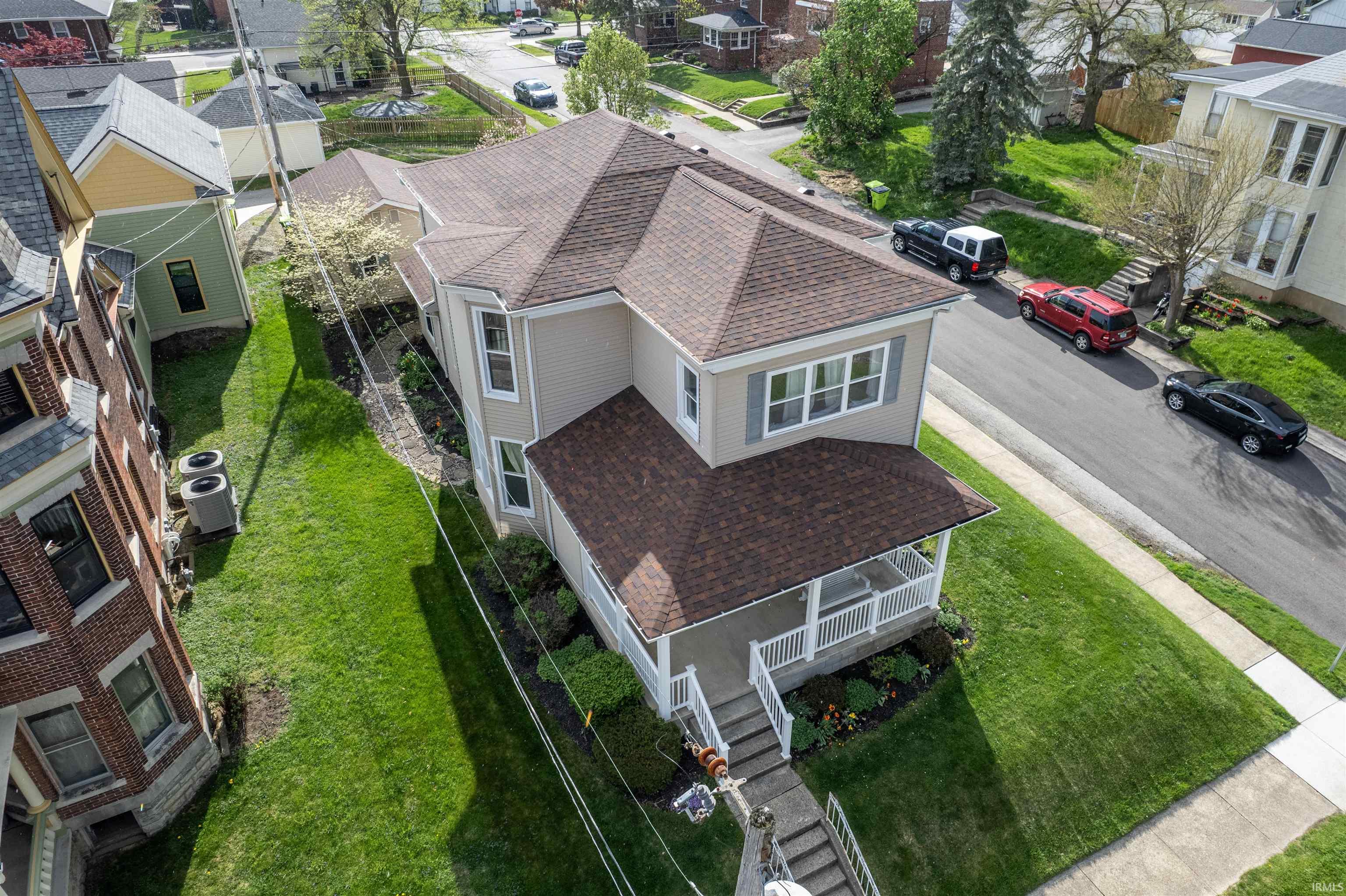 Aerial perspective of suburban area