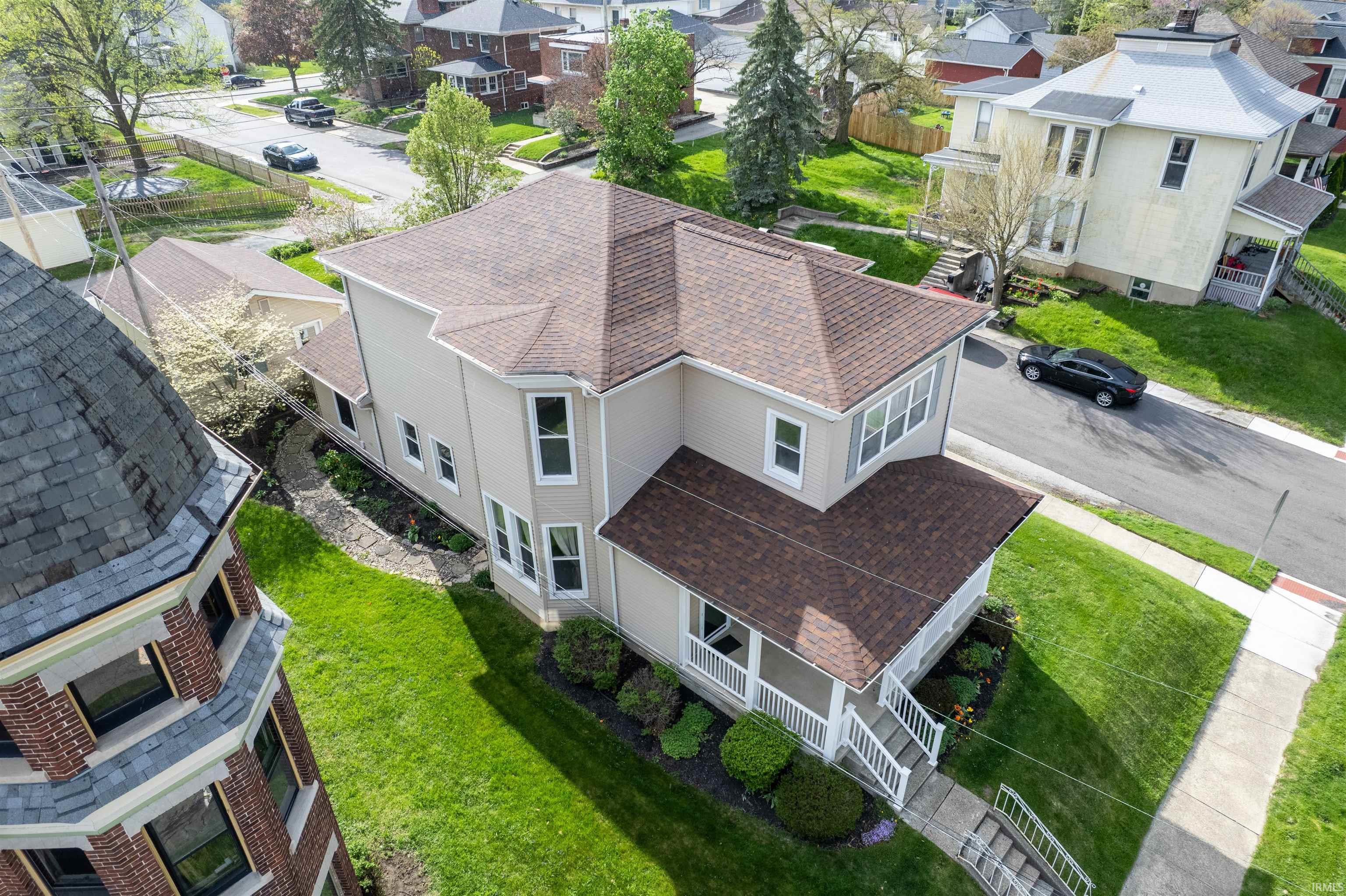 Aerial perspective of suburban area
