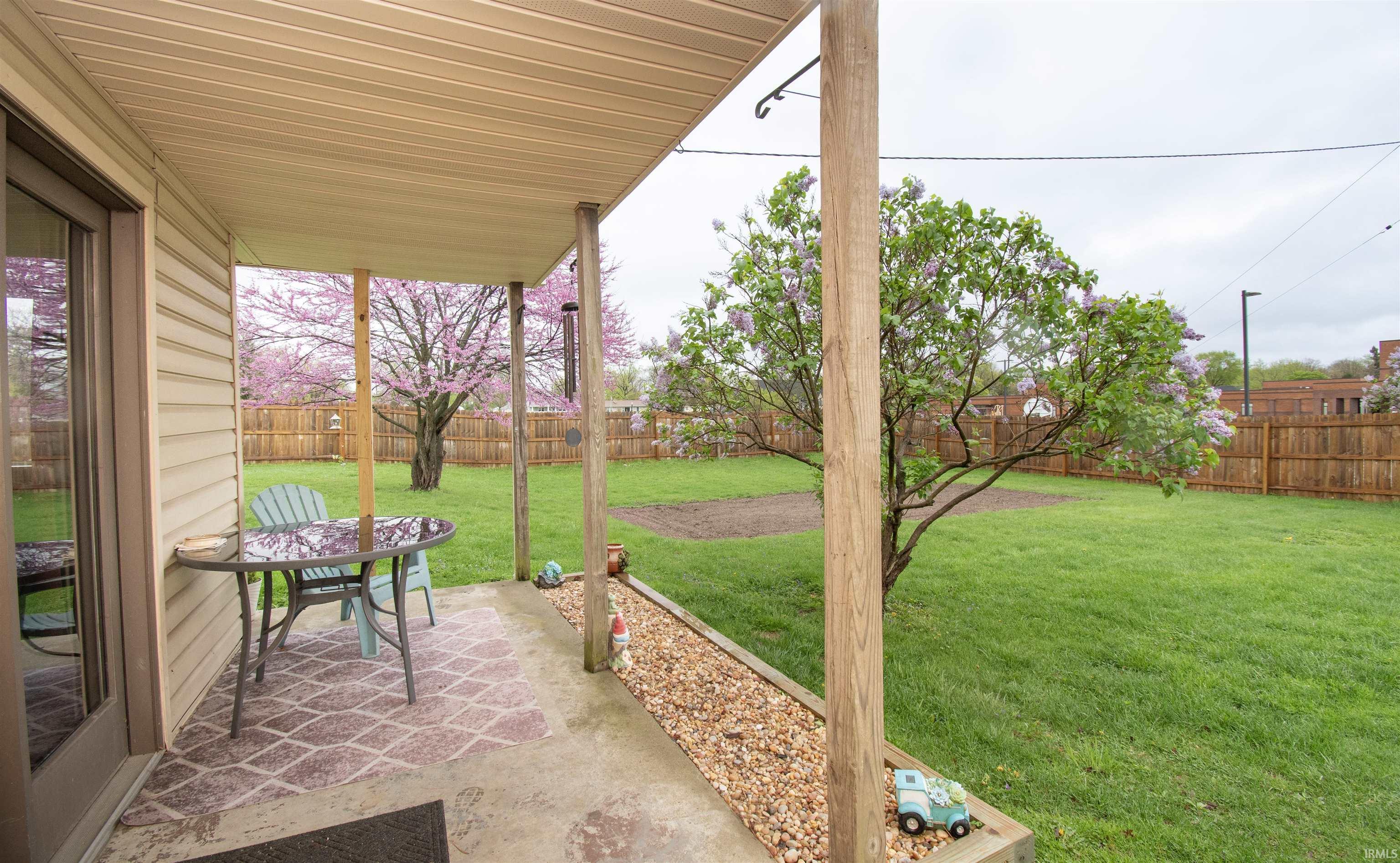 Fenced backyard featuring a patio area