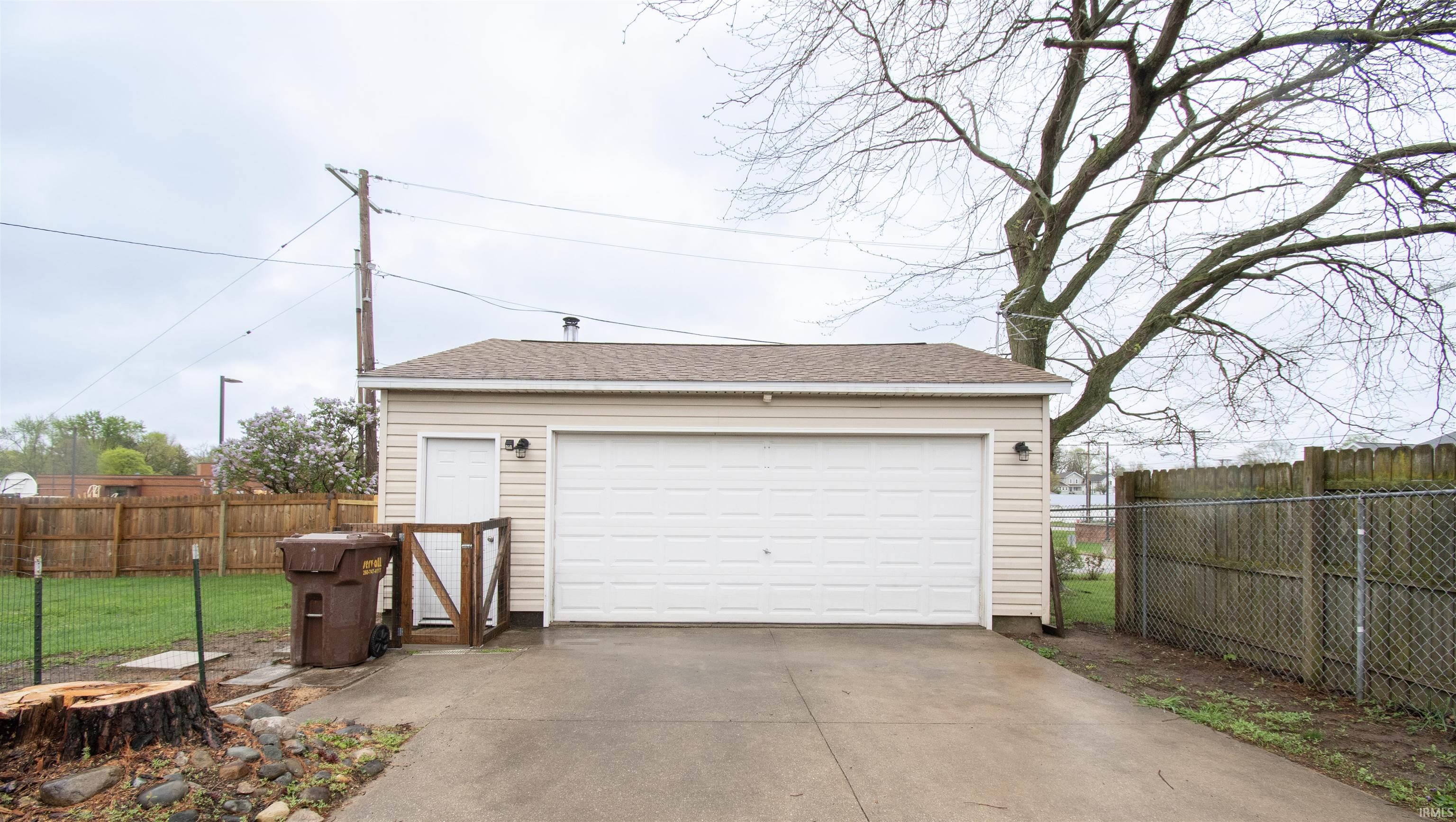View of detached garage