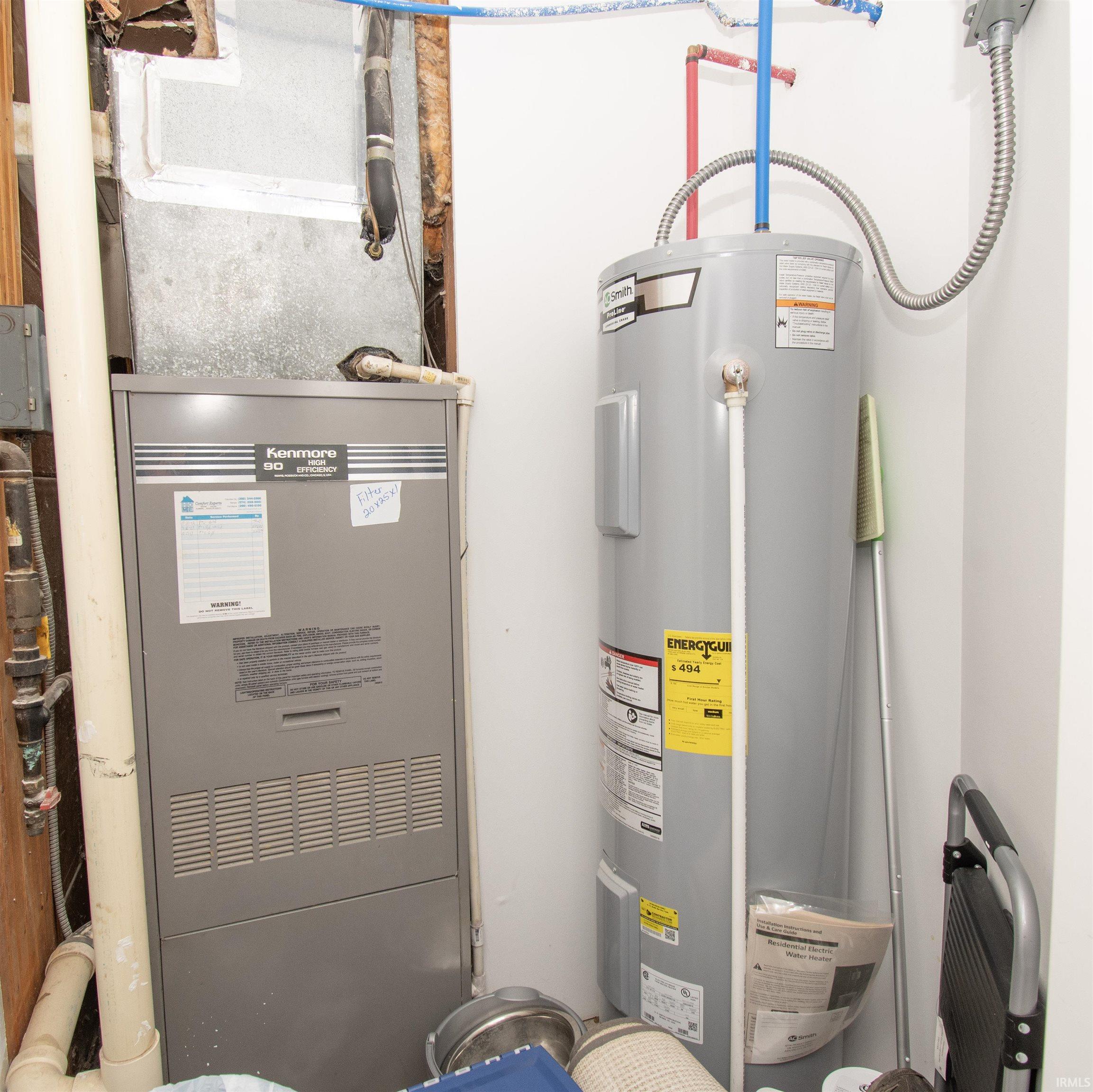 Utilities with electric water heater and heating unit