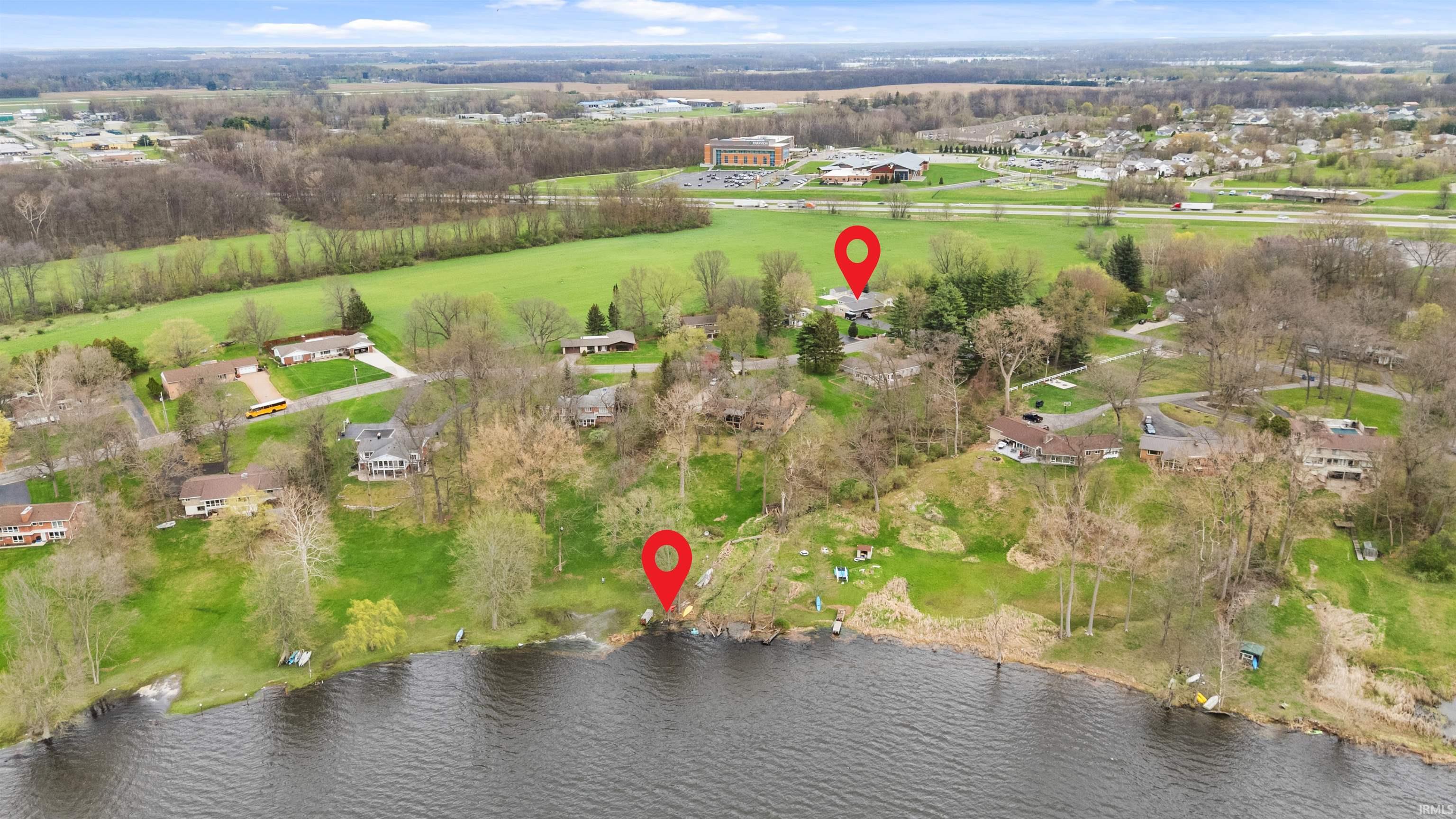 Aerial perspective of suburban area