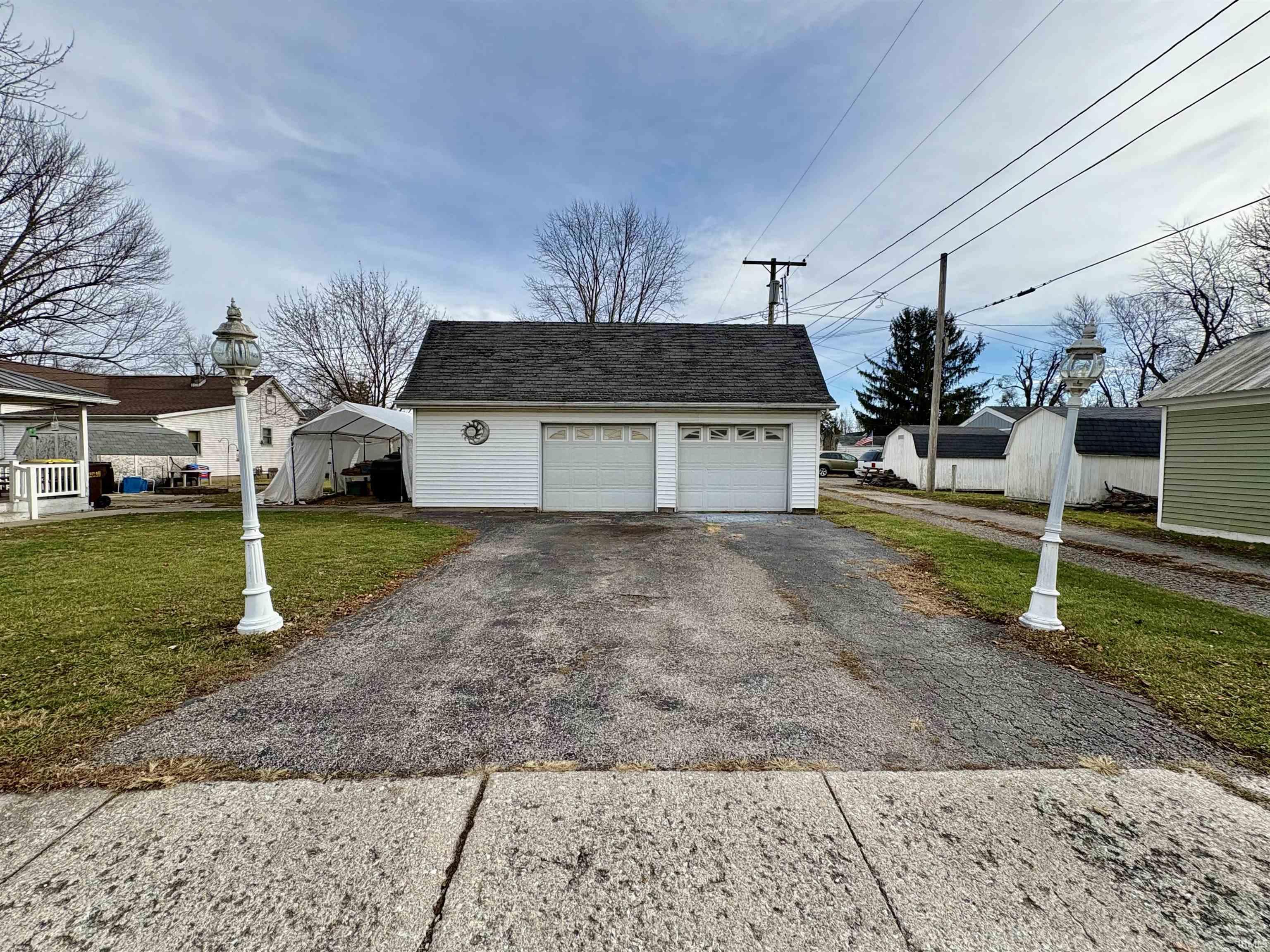 View of detached garage
