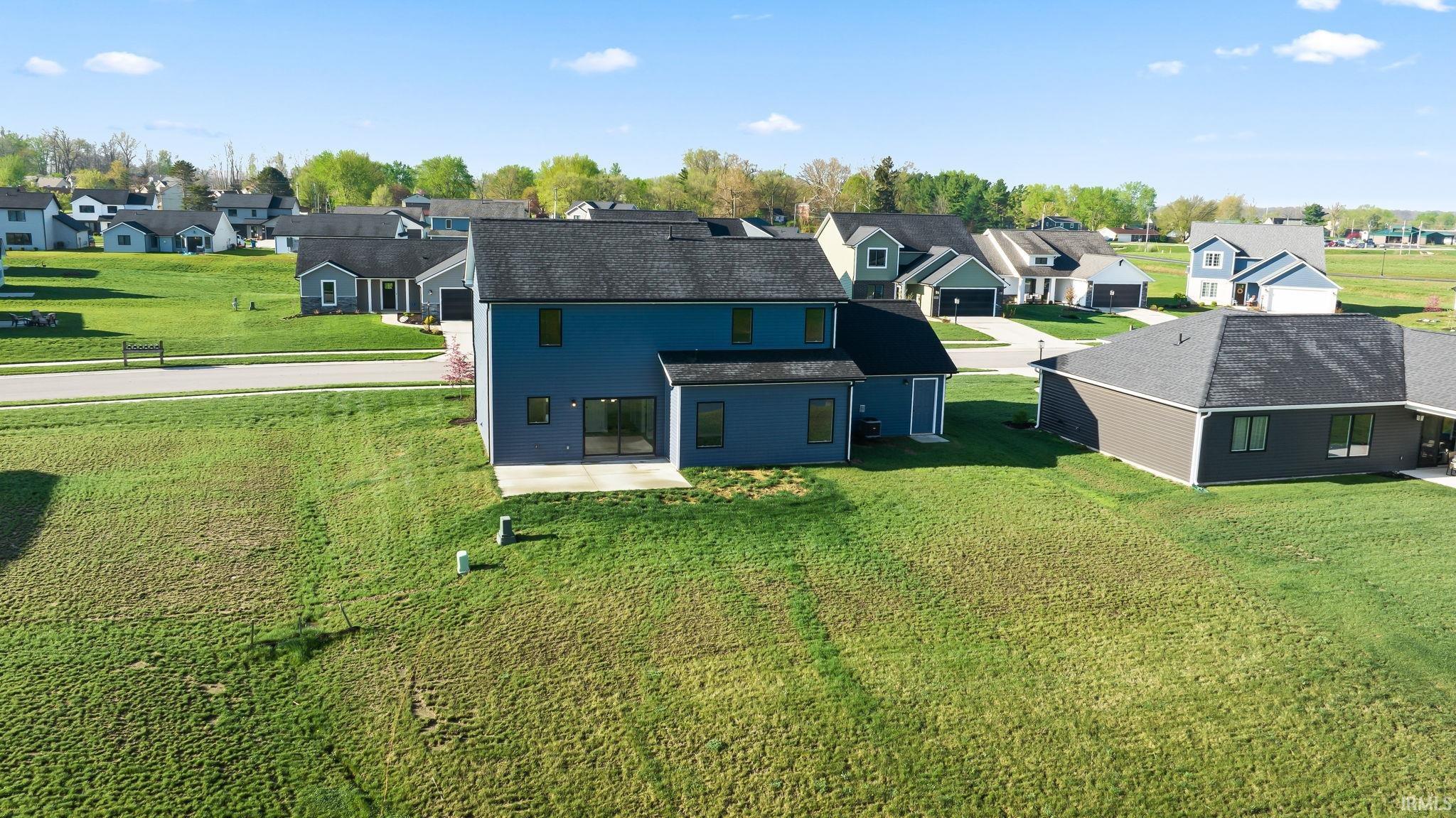 Aerial perspective of suburban area