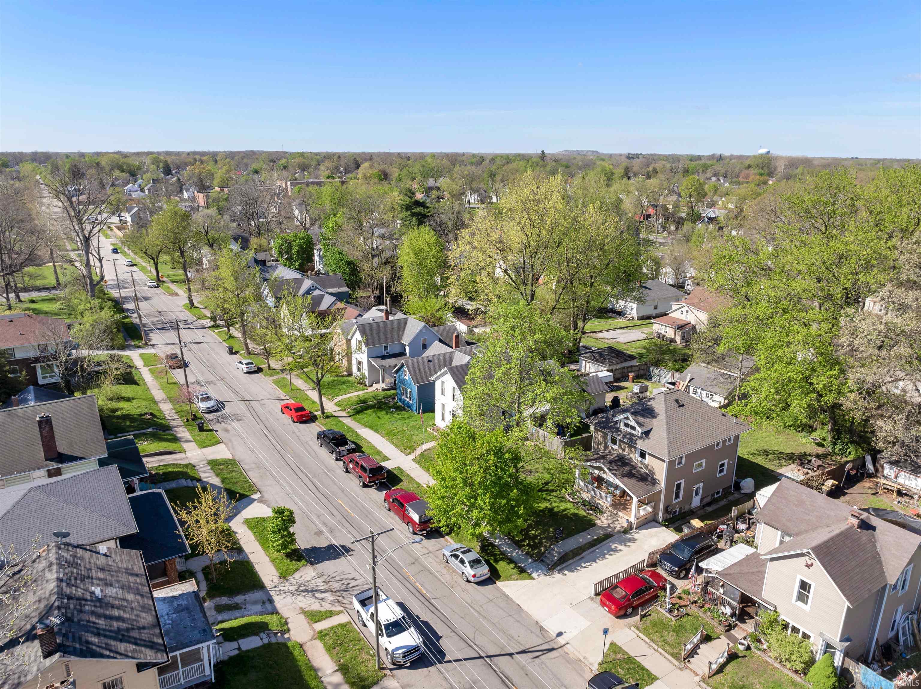 Aerial perspective of suburban area