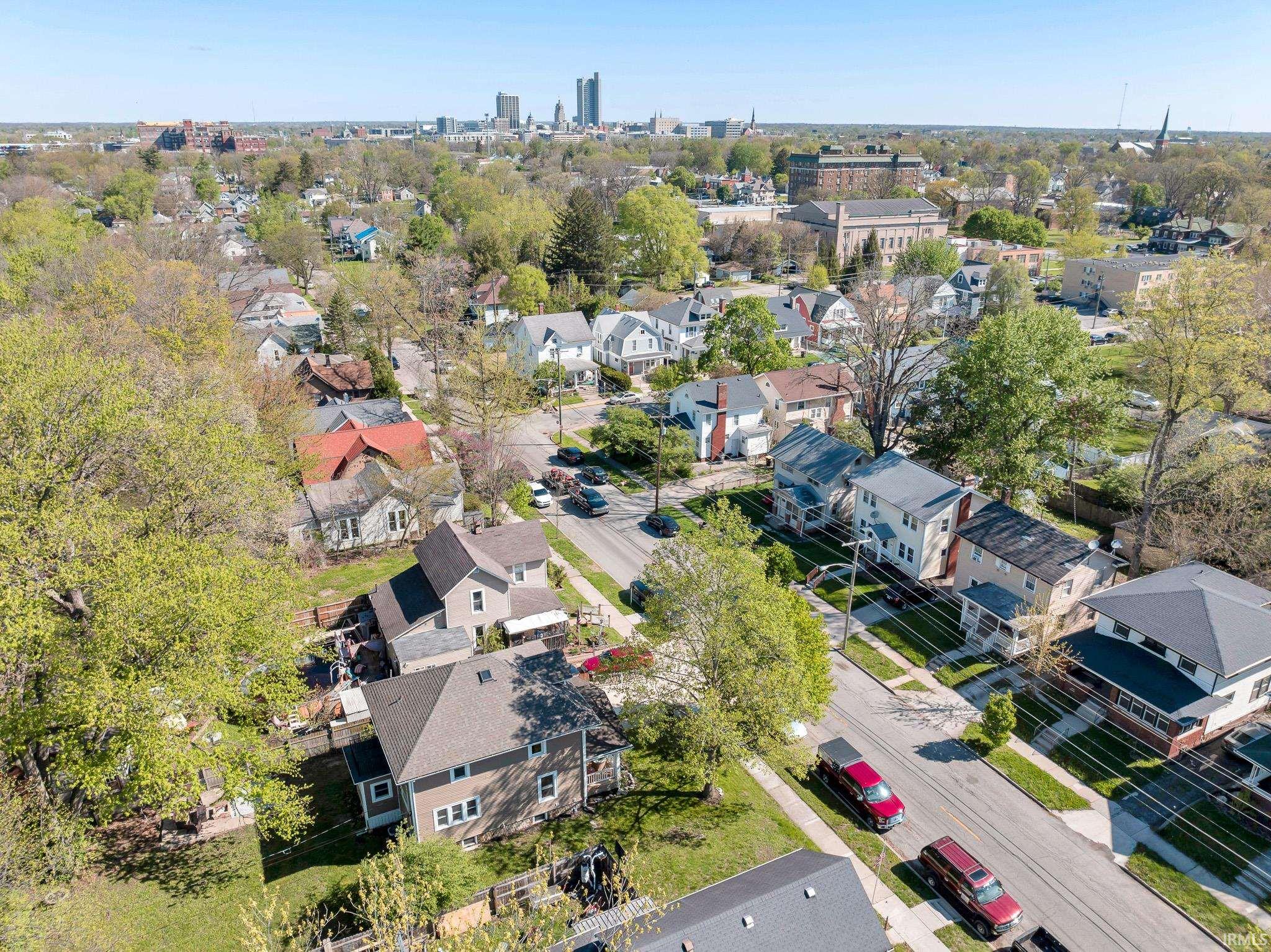 Aerial perspective of suburban area