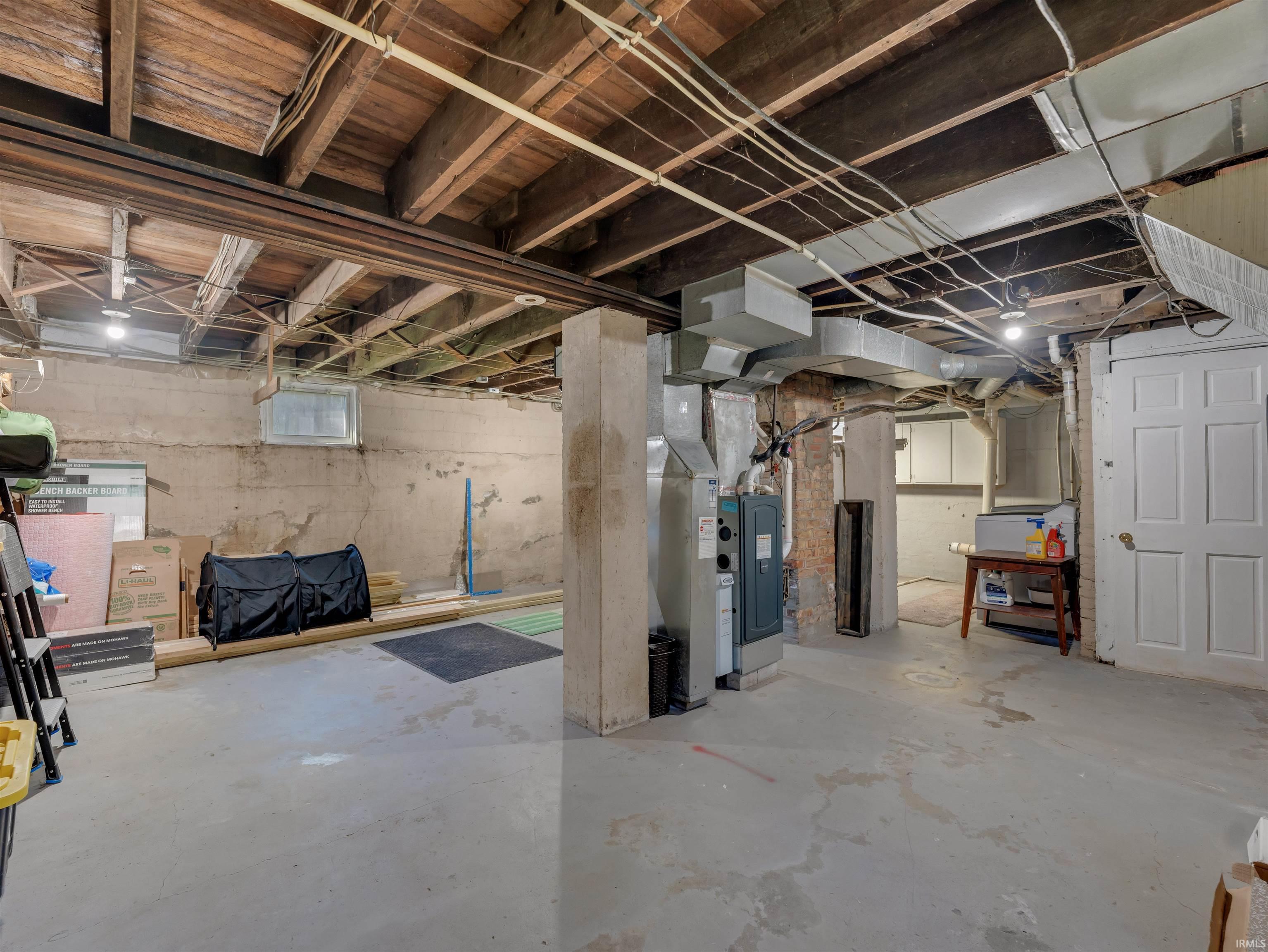 Basement with heating unit