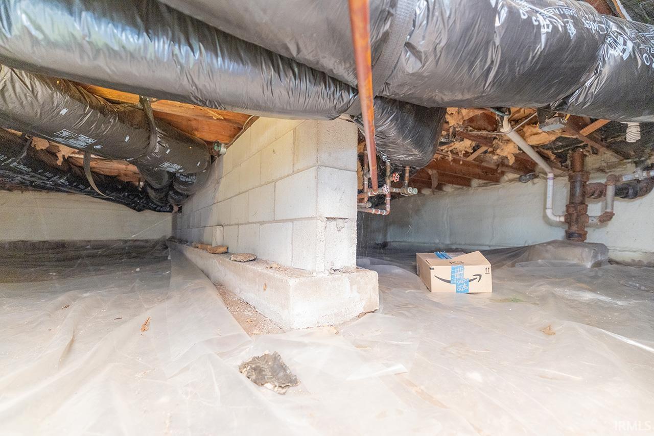 Inside crawl space