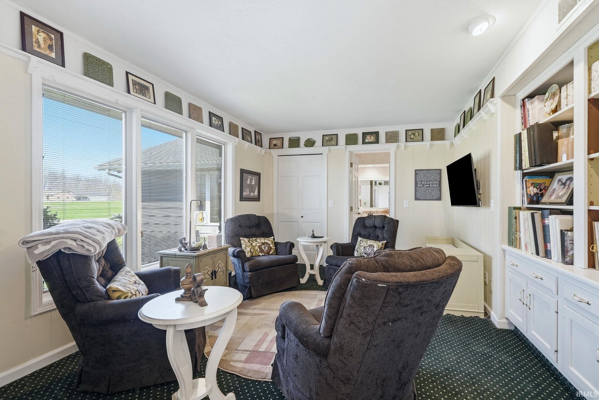 View of carpeted living area