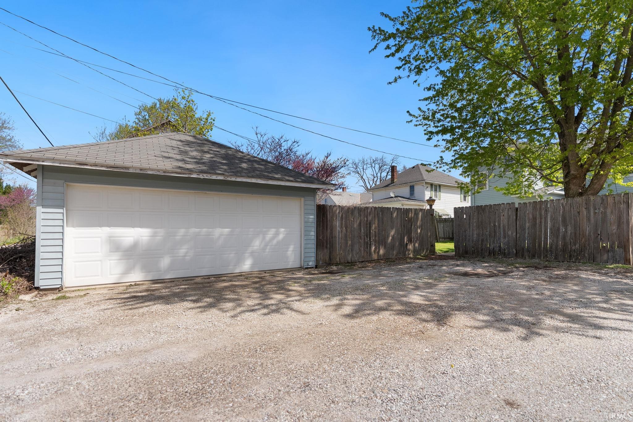 View of detached garage