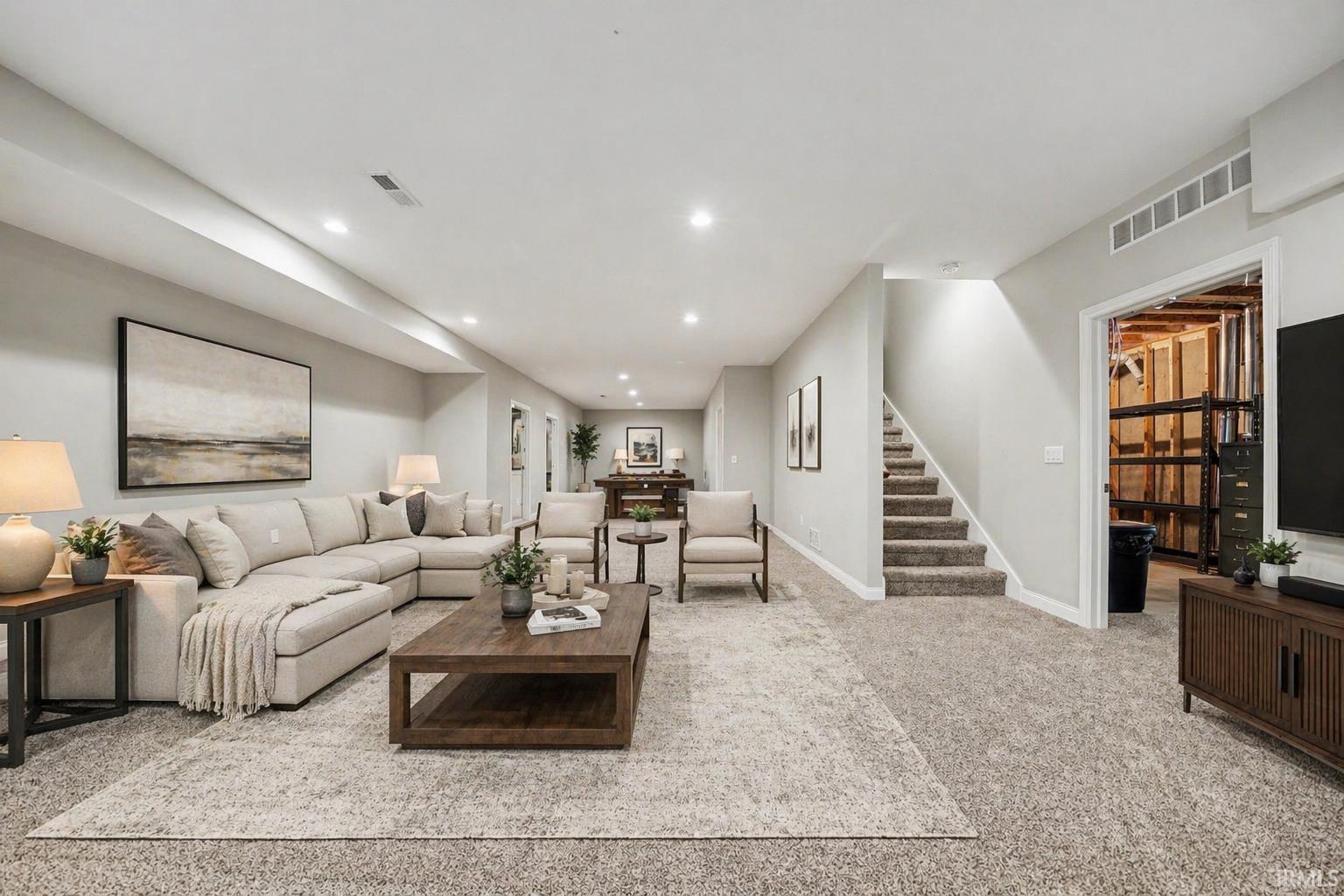 Lower Level Family Room - Virtually Staged Photo