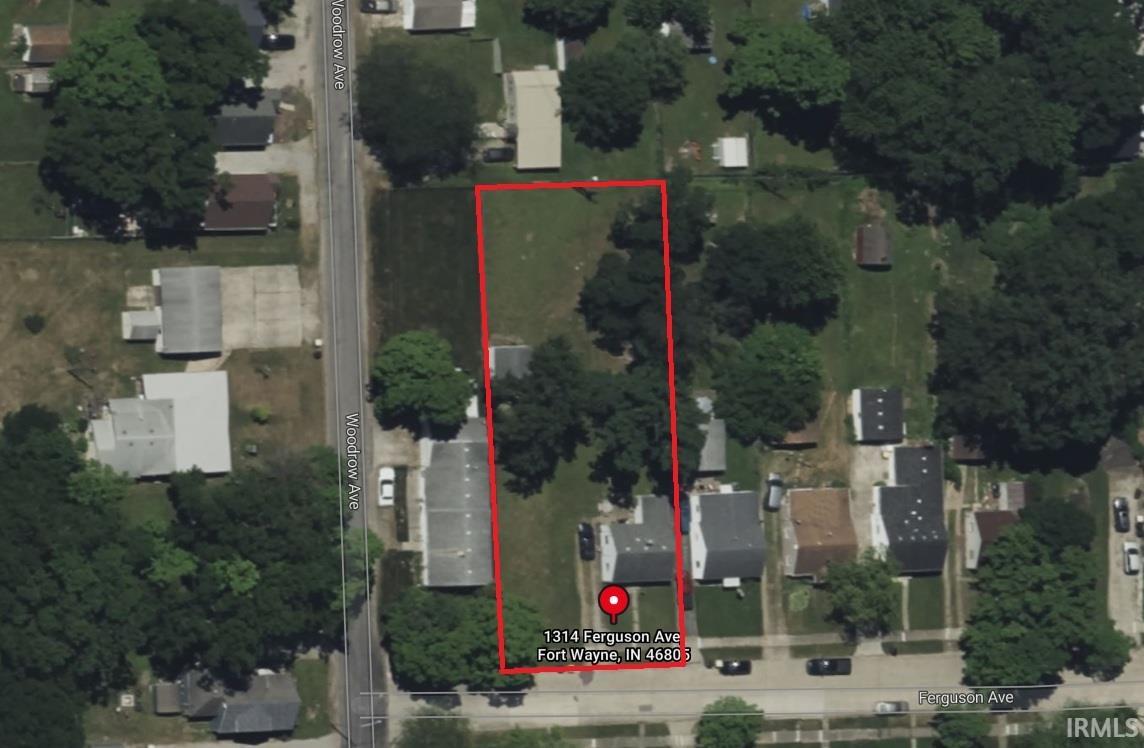 Aerial Survey. Displaying the property boundary and surrounding area