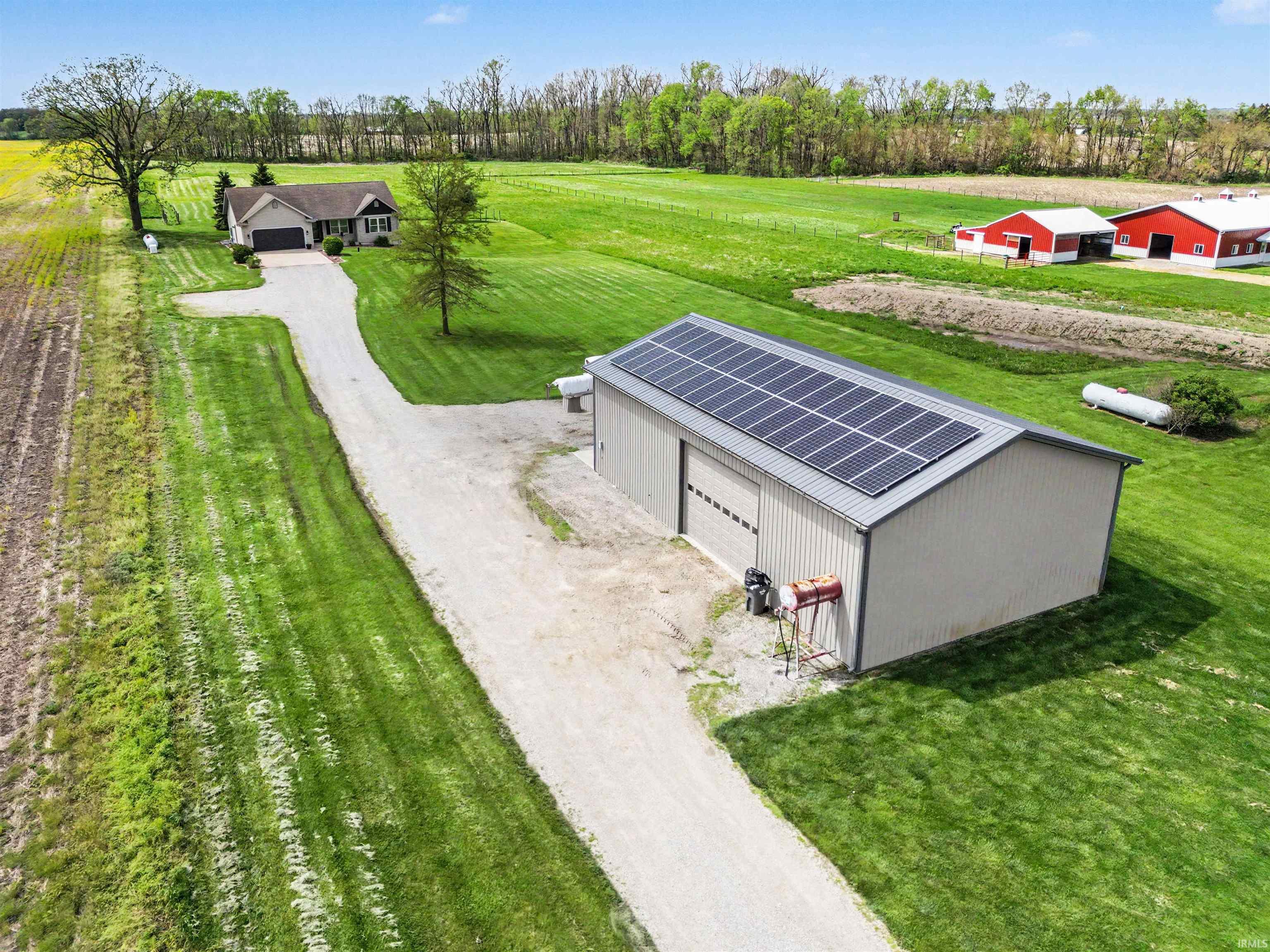 56x32 pole barn with a 10kW solar array fully offsets electrical usage of property