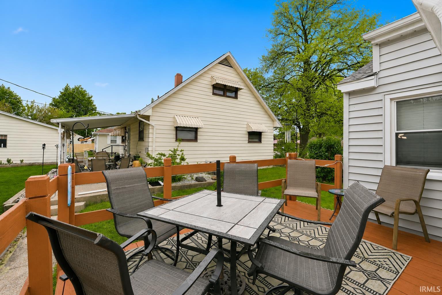 Outdoor deck featuring a wood-tone surface and railing