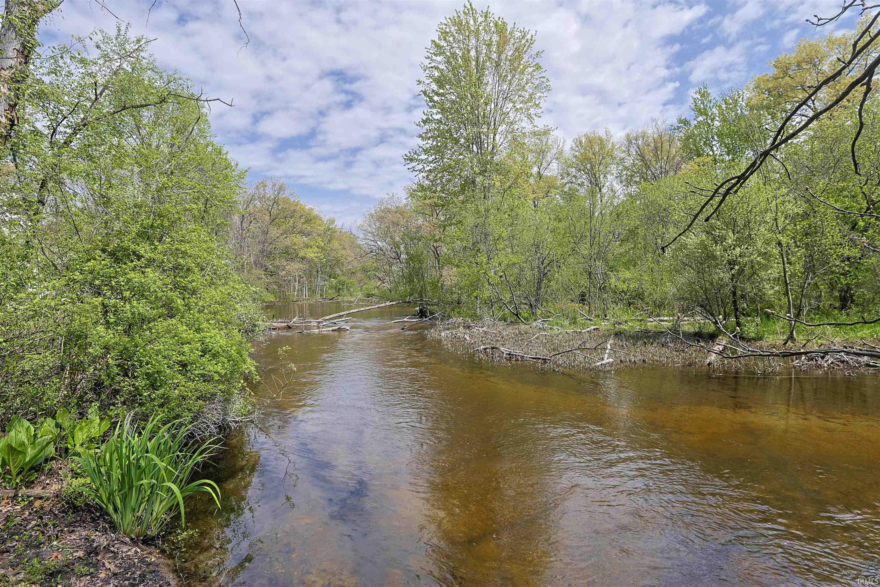 Winding river with wooded banks and abundant natural foliage