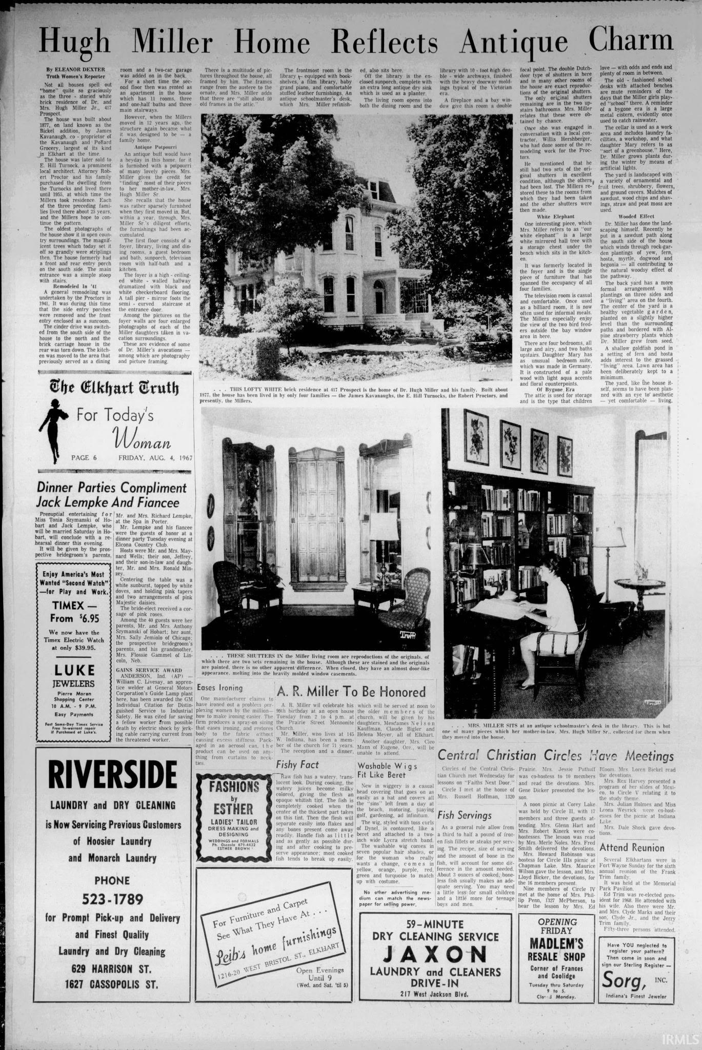 Newspaper Article. Detailing a property's features and an owner's activities