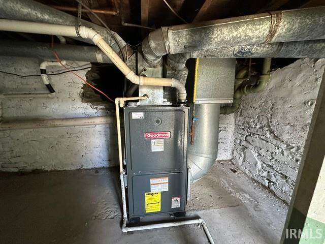 Goodman furnace unit with associated ductwork and piping