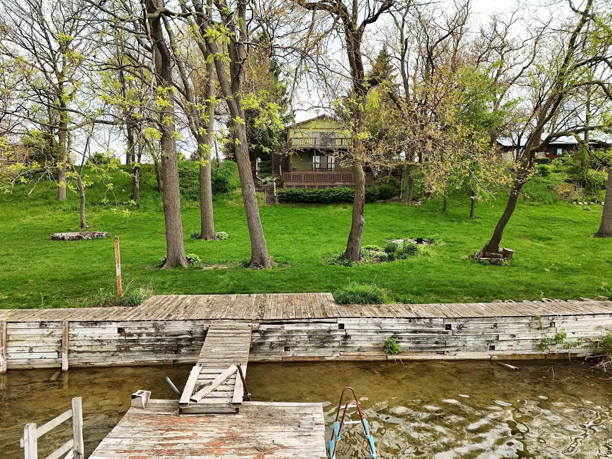 View of lakefront and seawall.