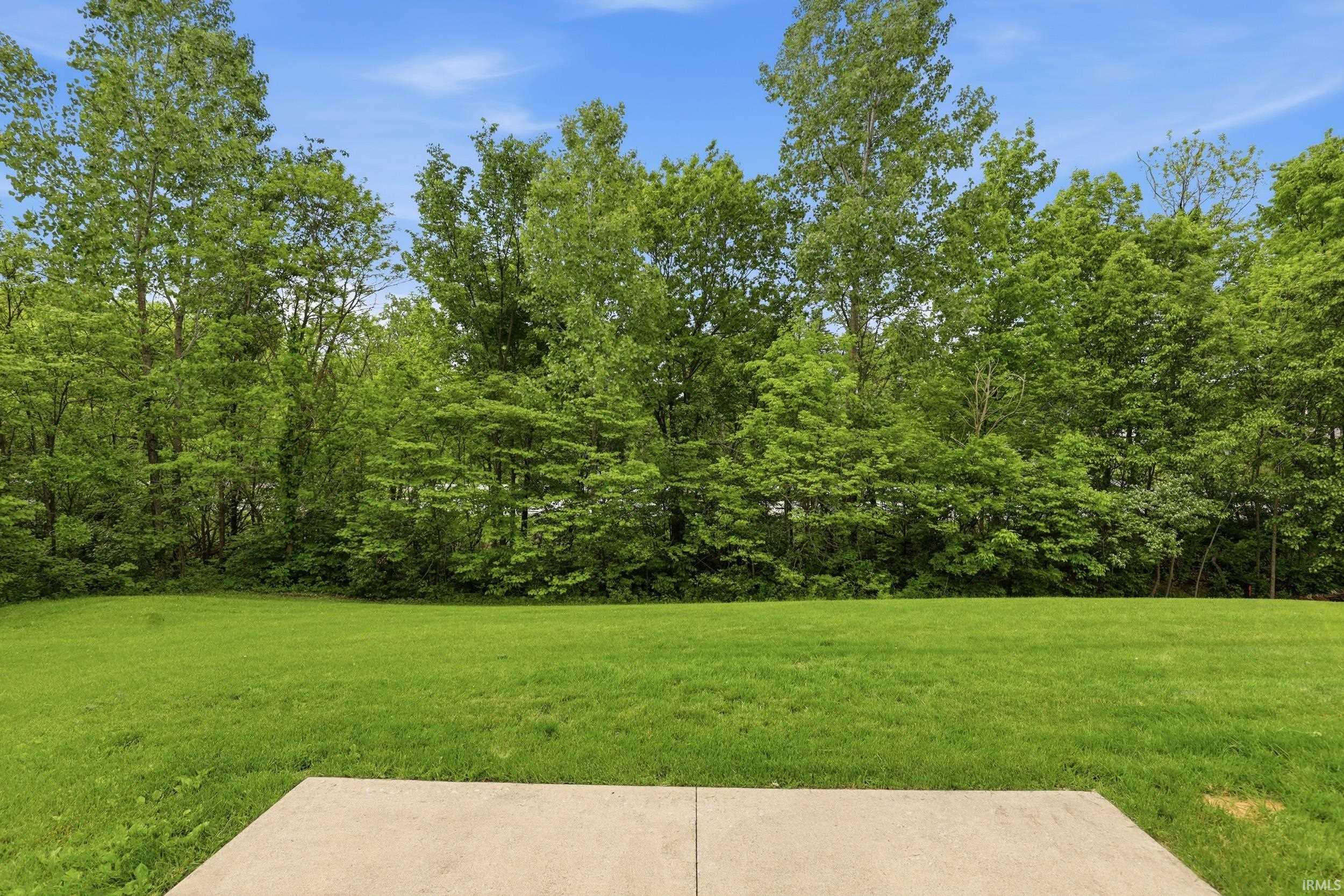 Expansive grass lawn with a concrete patio