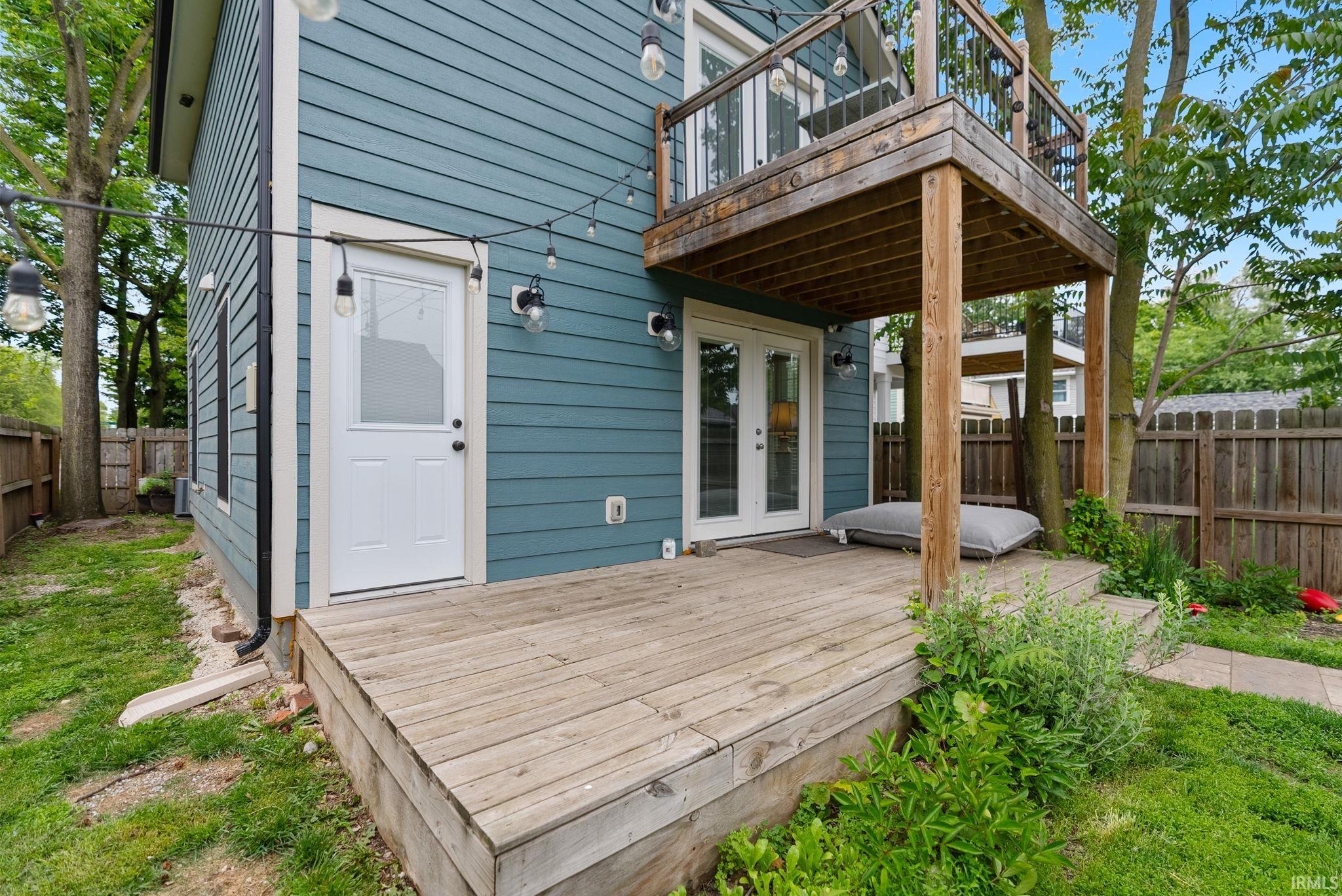 Wood-finish decking providing an outdoor living space