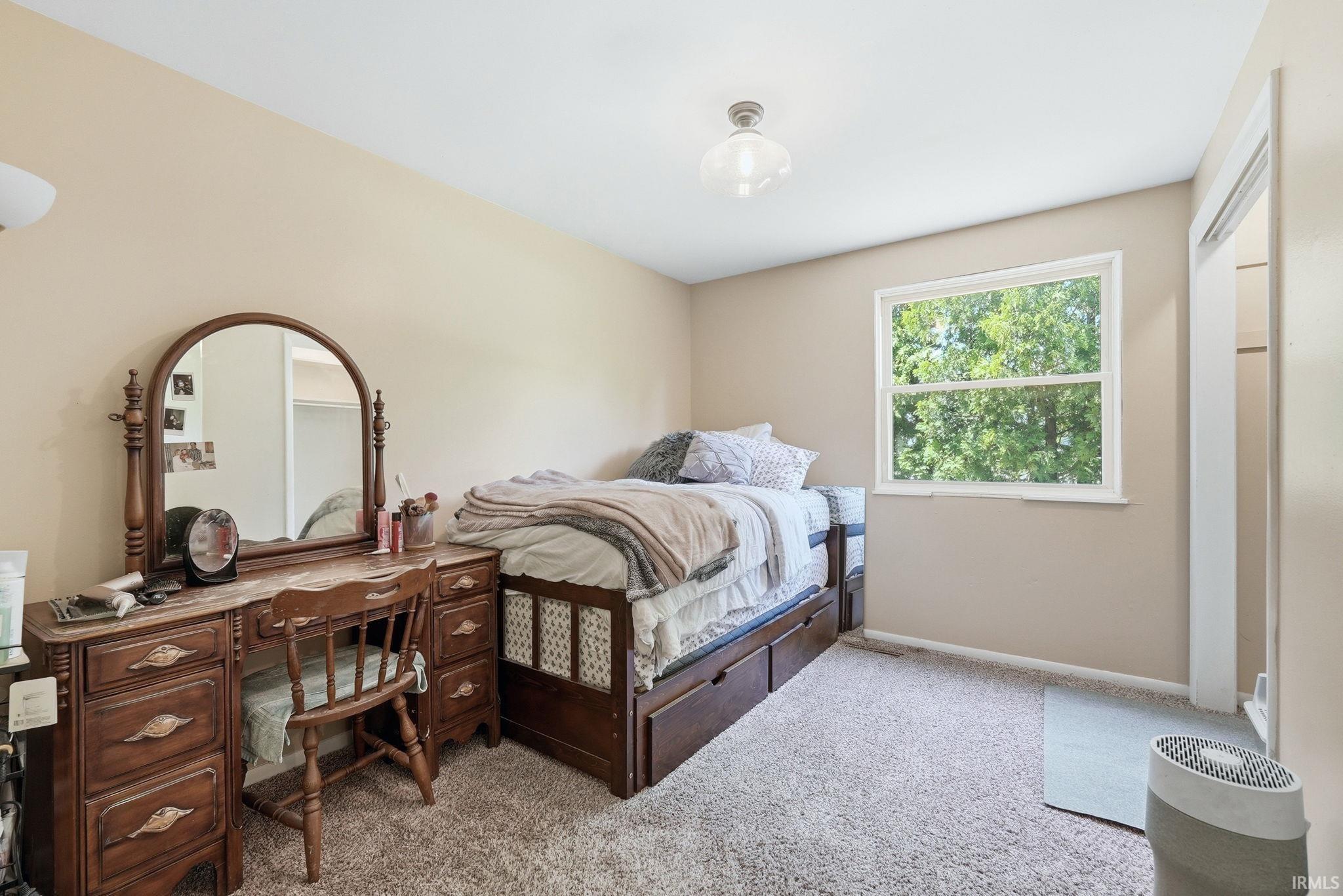 Neutral wall tones with carpet flooring