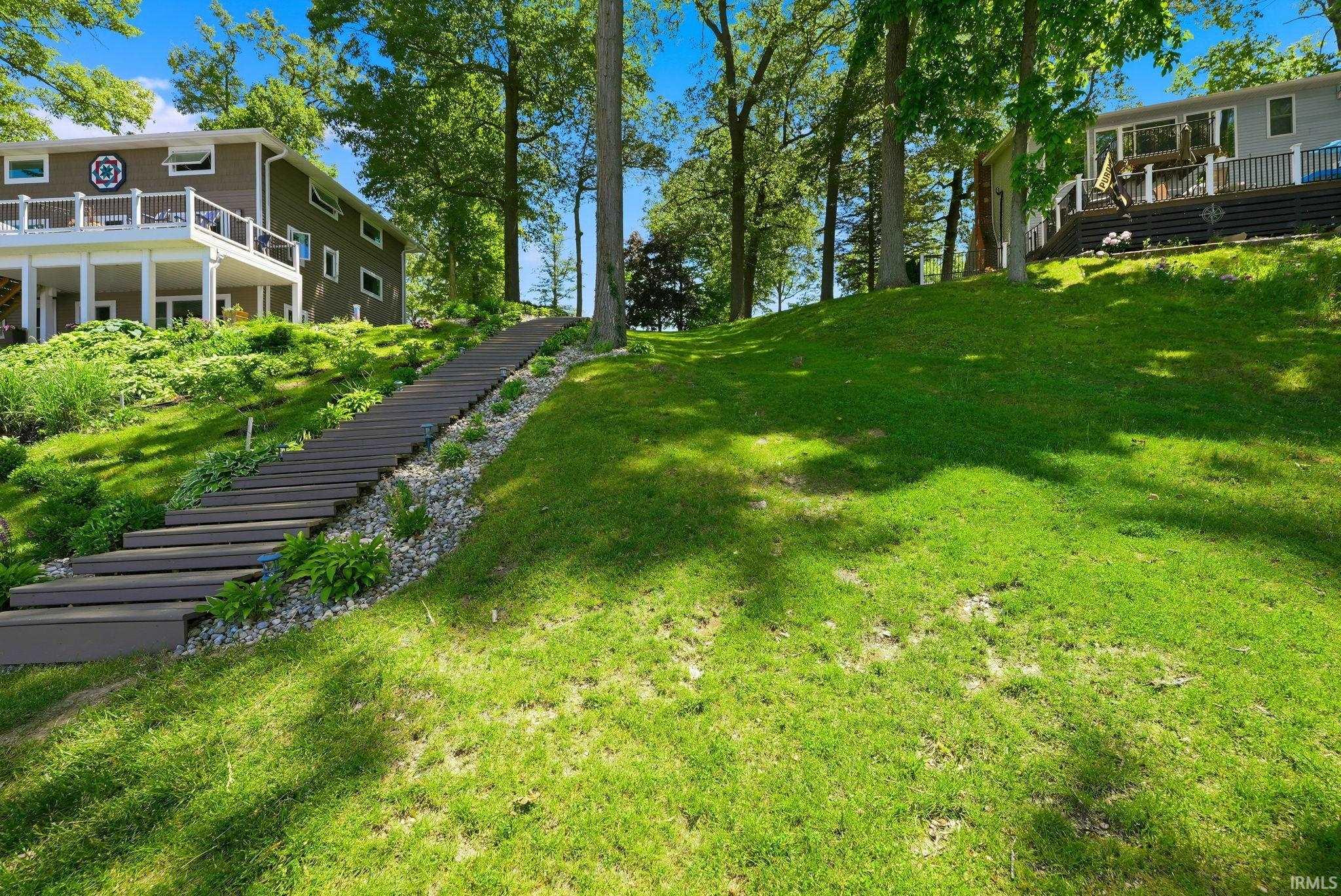 Expansive green lawn with mature trees