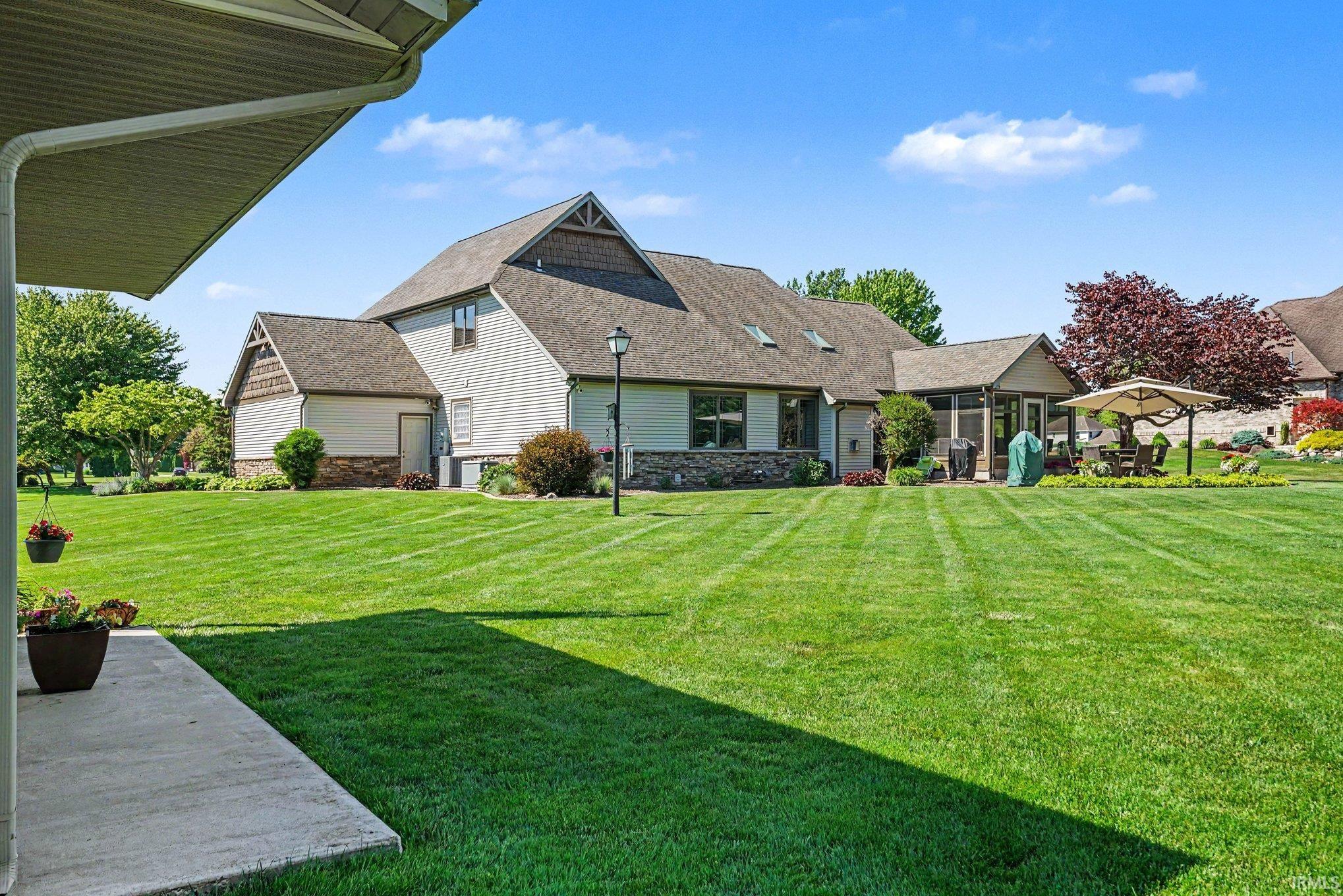 Expansive green lawn with a structured pattern
