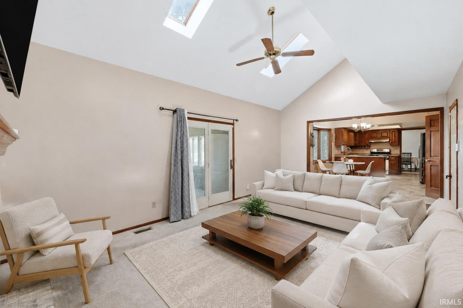 Vaulted ceilings, skylight, and ceiling fan