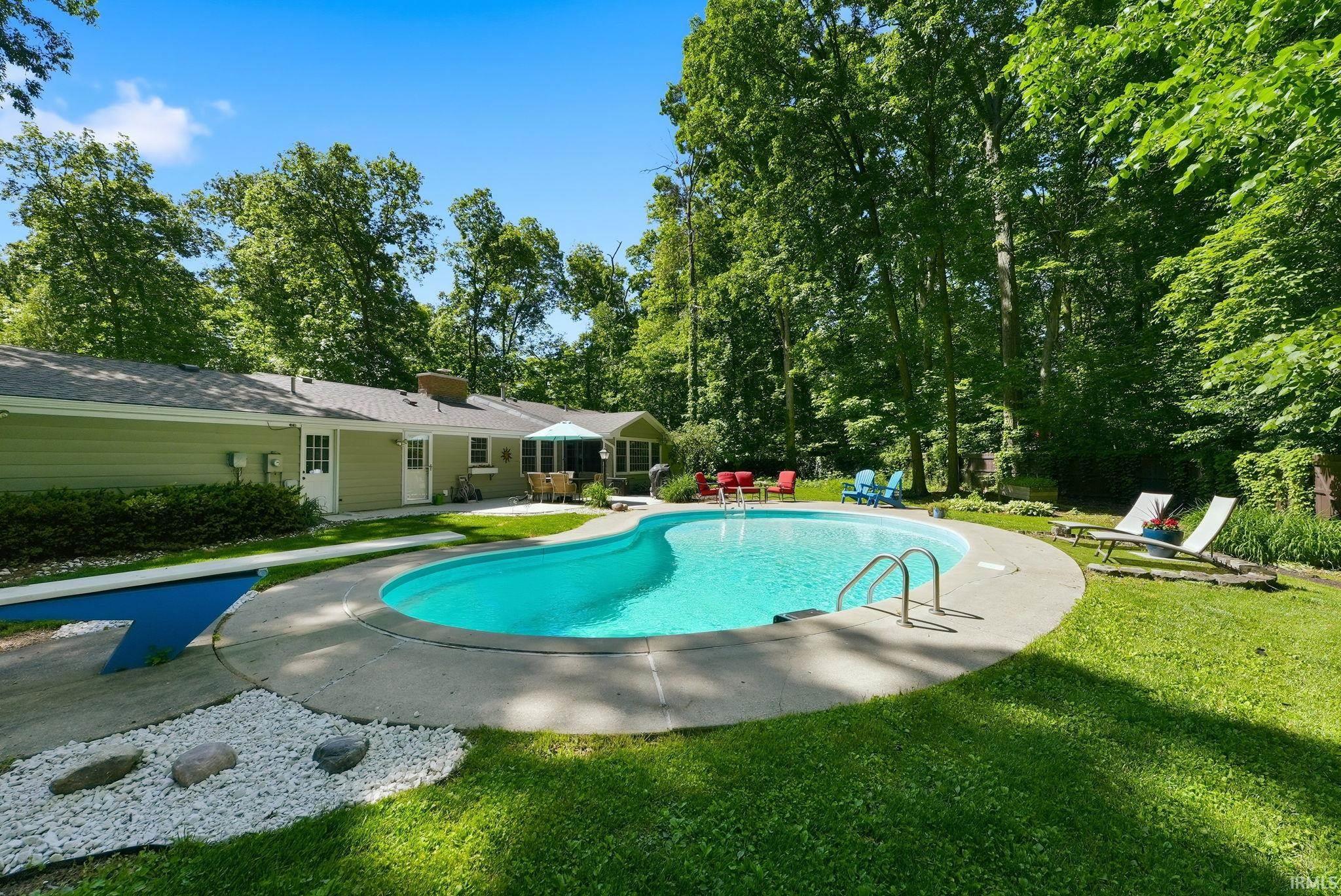 Kidney-shaped in-ground pool with concrete surround