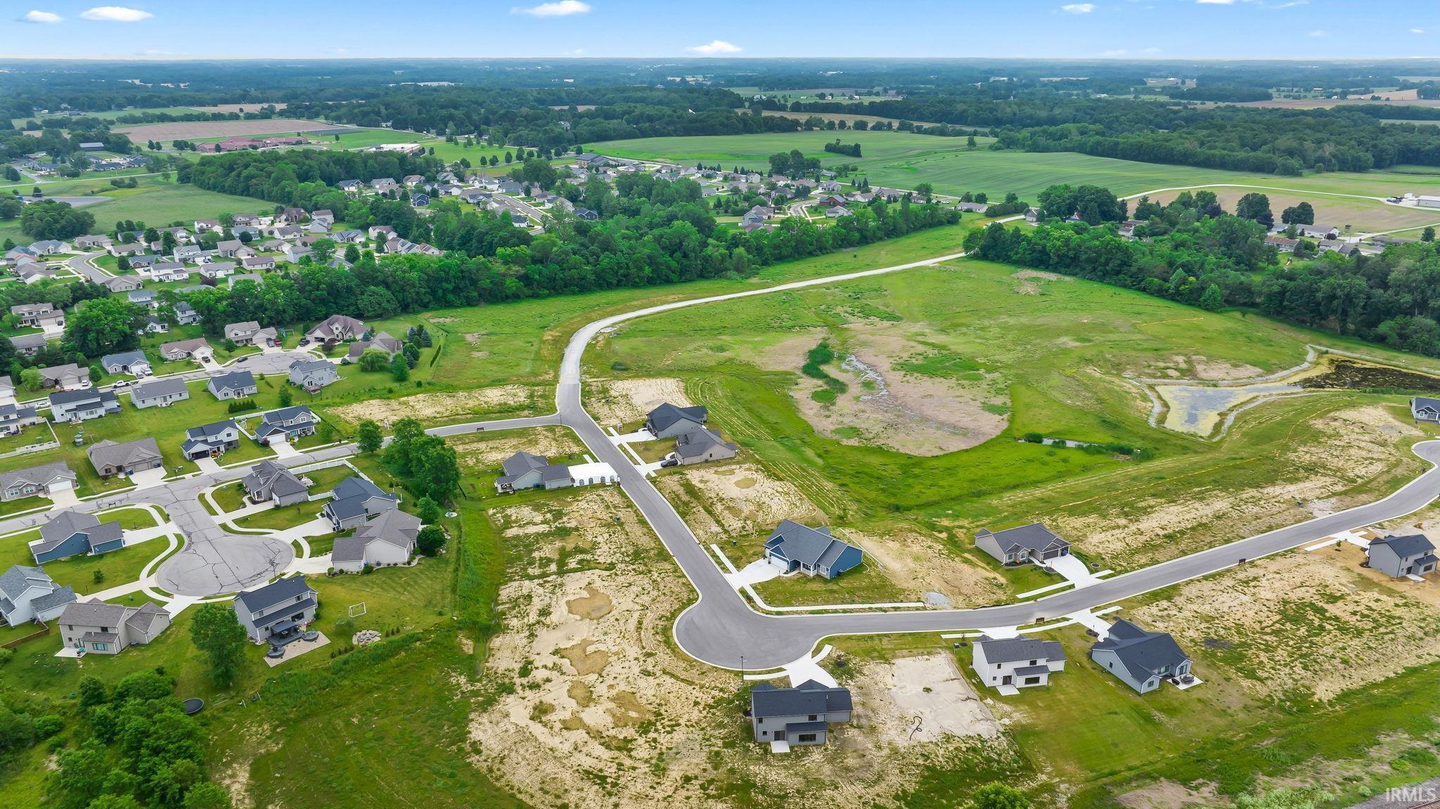 Aerial perspective showcasing a developing residential community