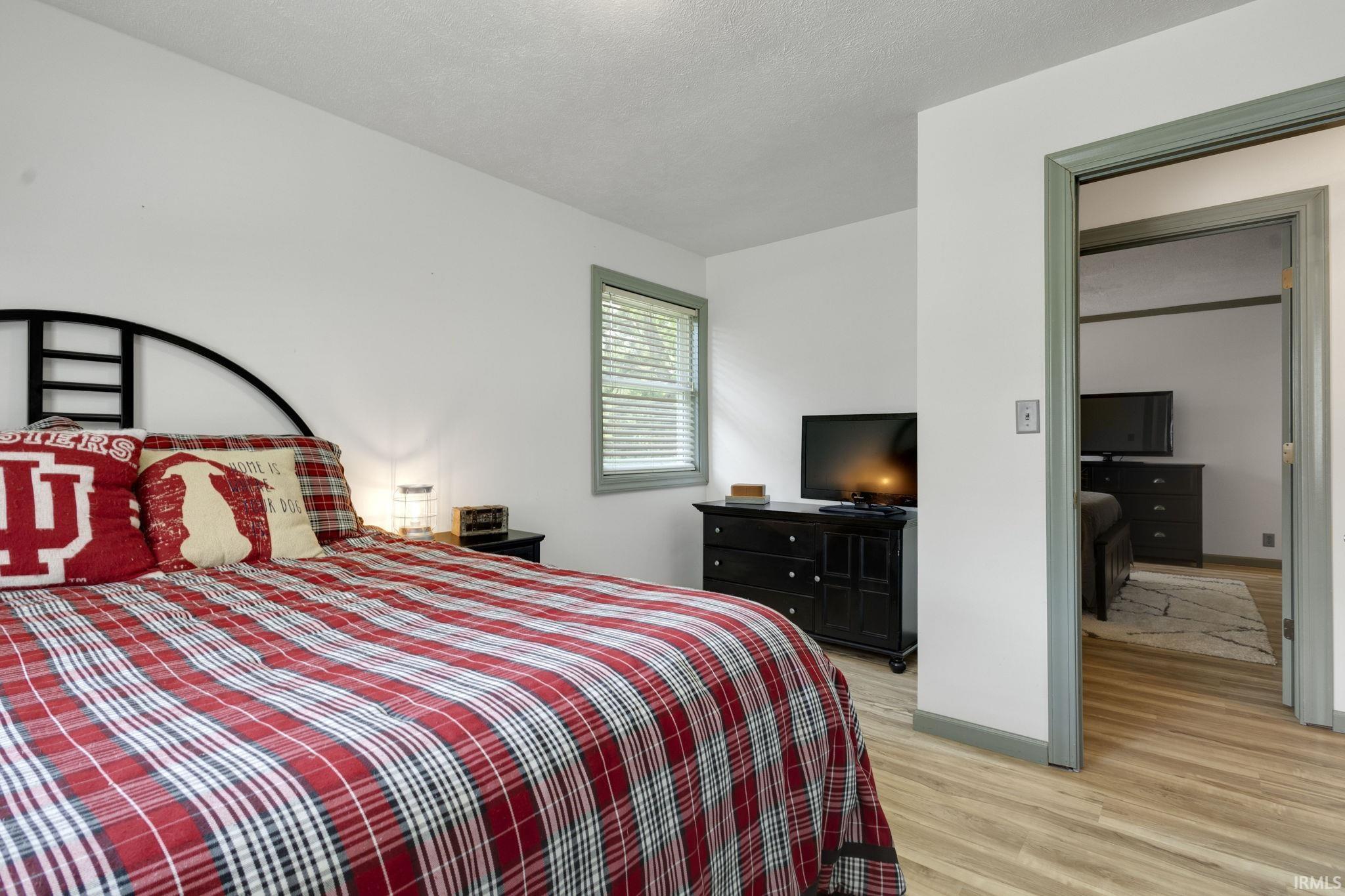 Bright white walls with gray trim throughout