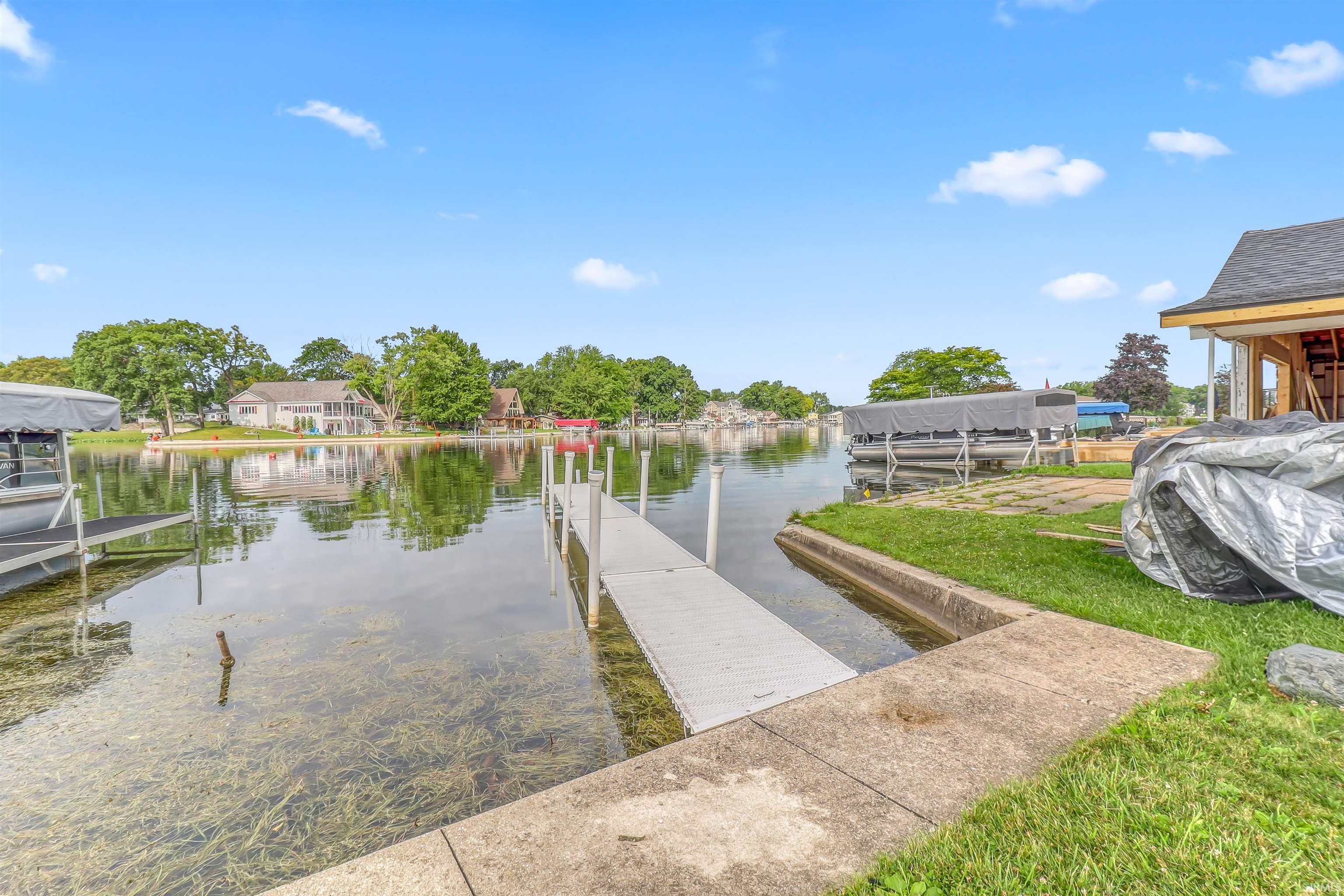 Private dock extending into the waterway