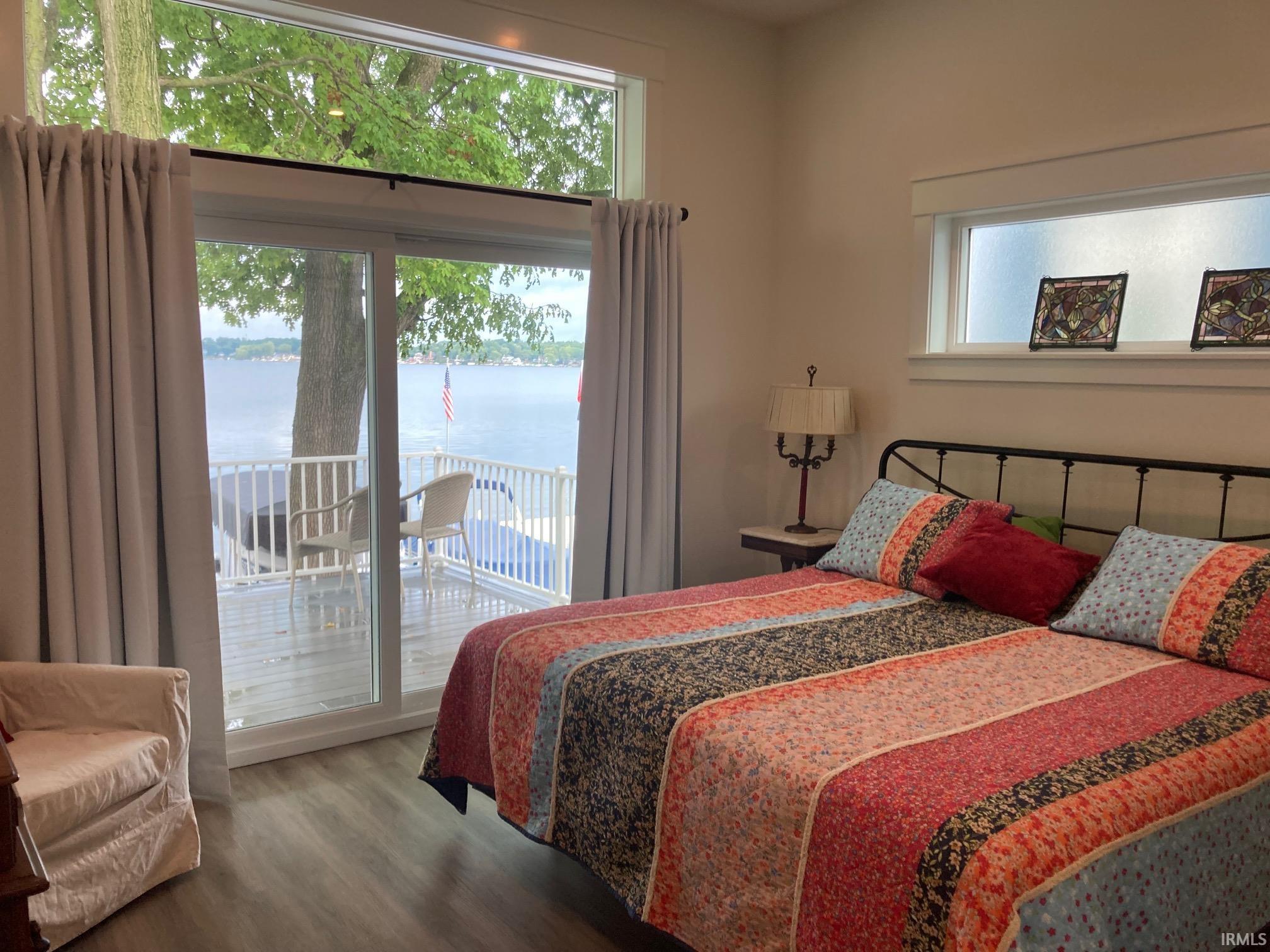 Walk out to the lake side deck.