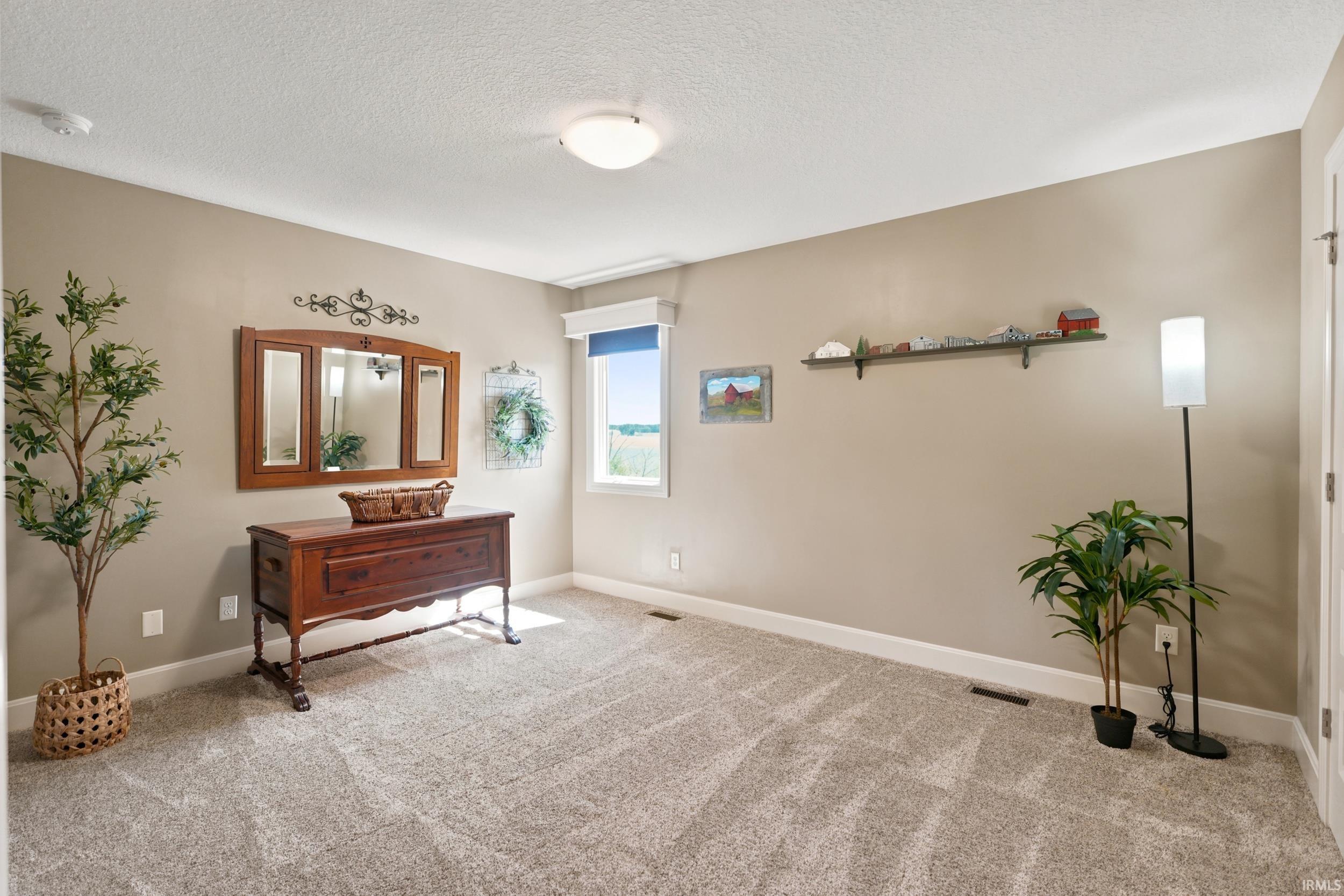 Spacious room featuring plush carpet flooring
