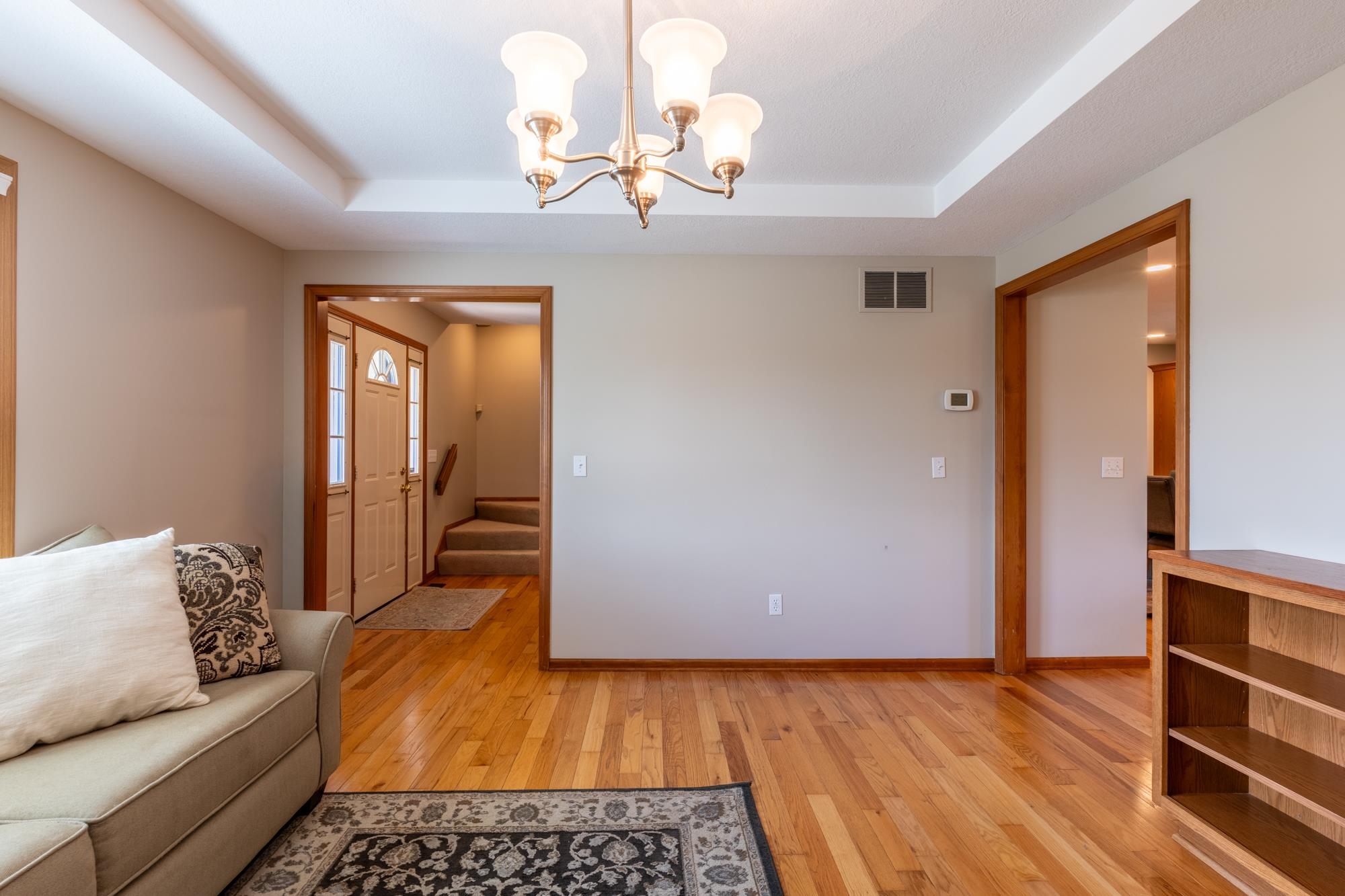 Hardwood flooring throughout the main living area