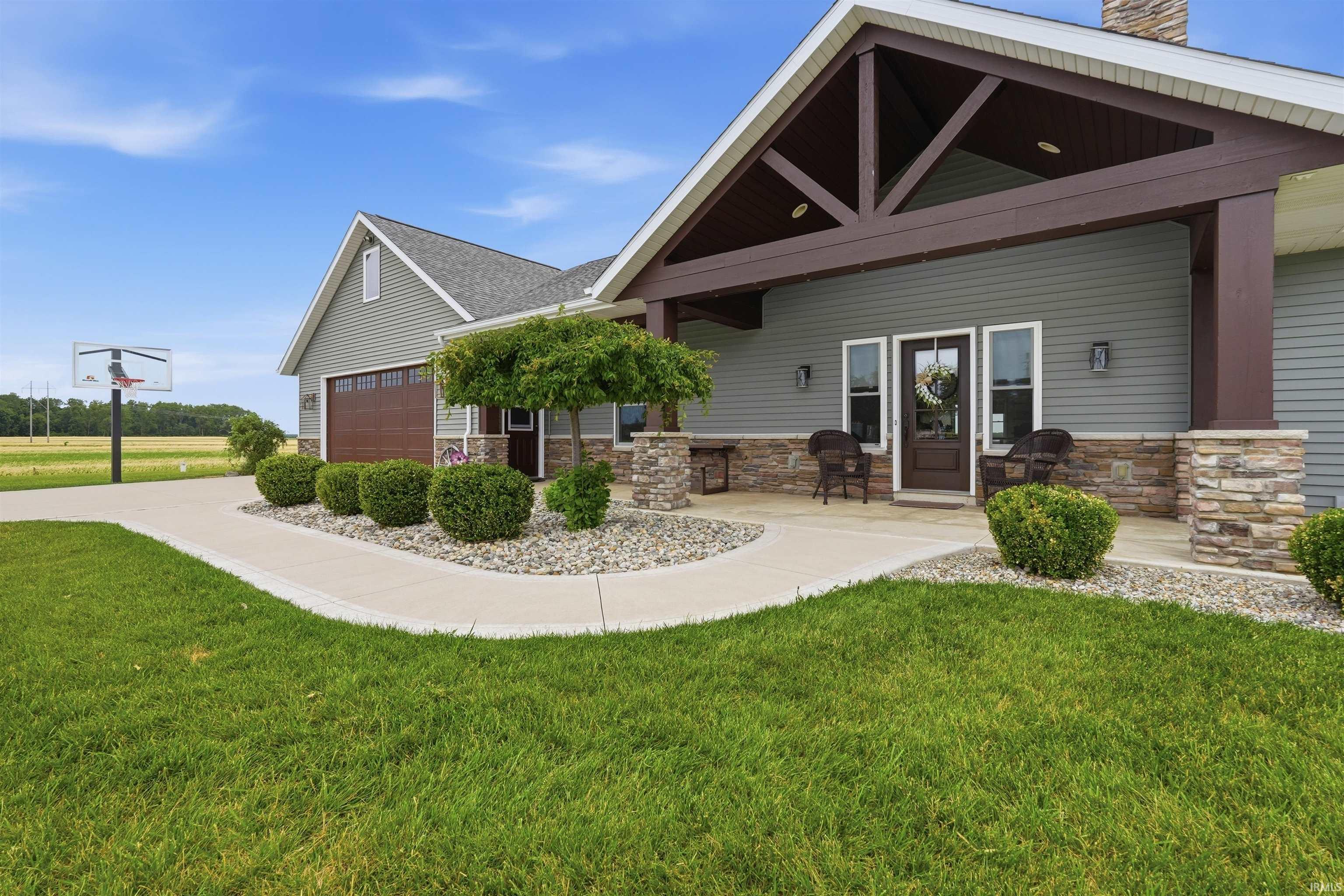 Beautifully landscaped front view