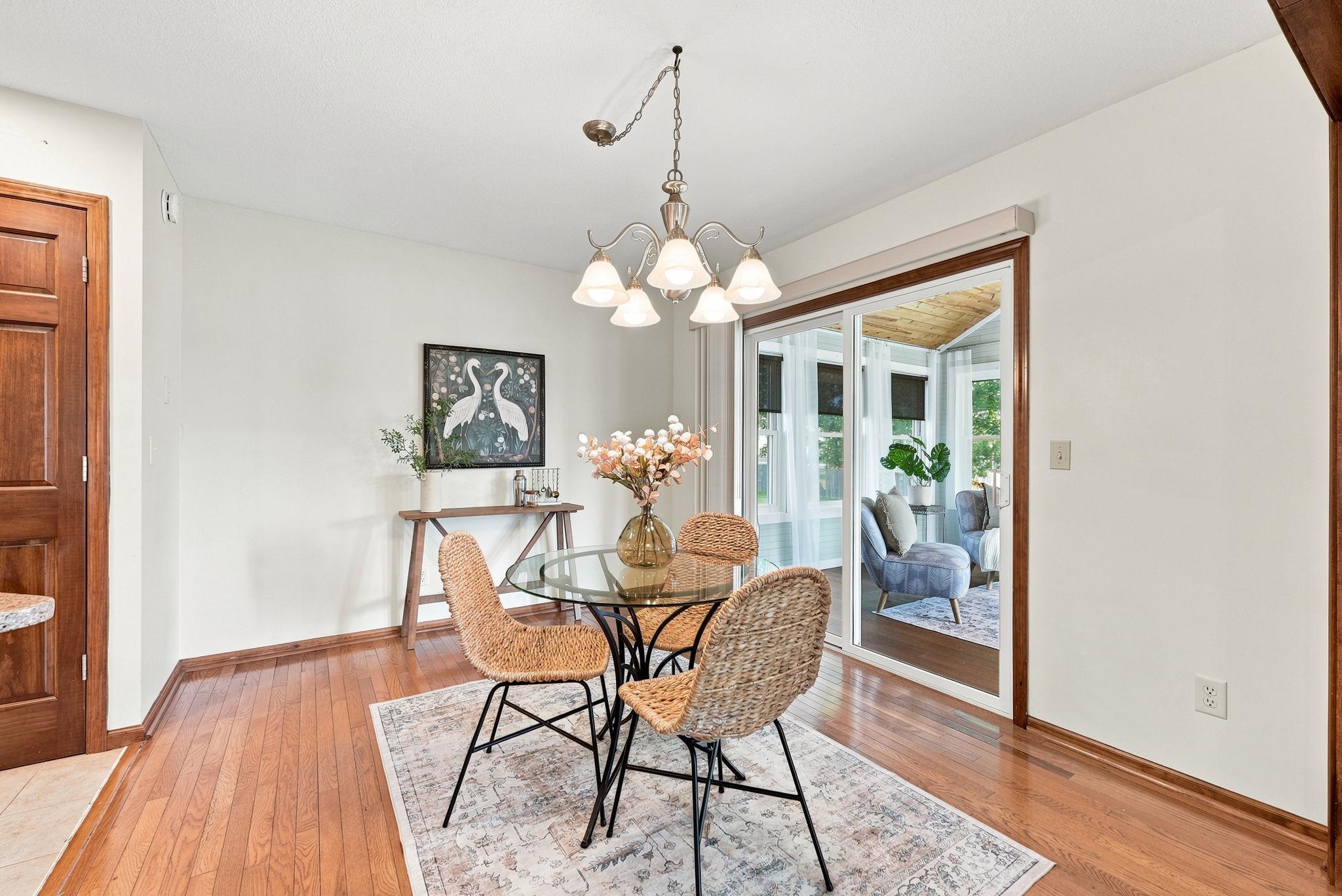 Hardwood flooring throughout the space