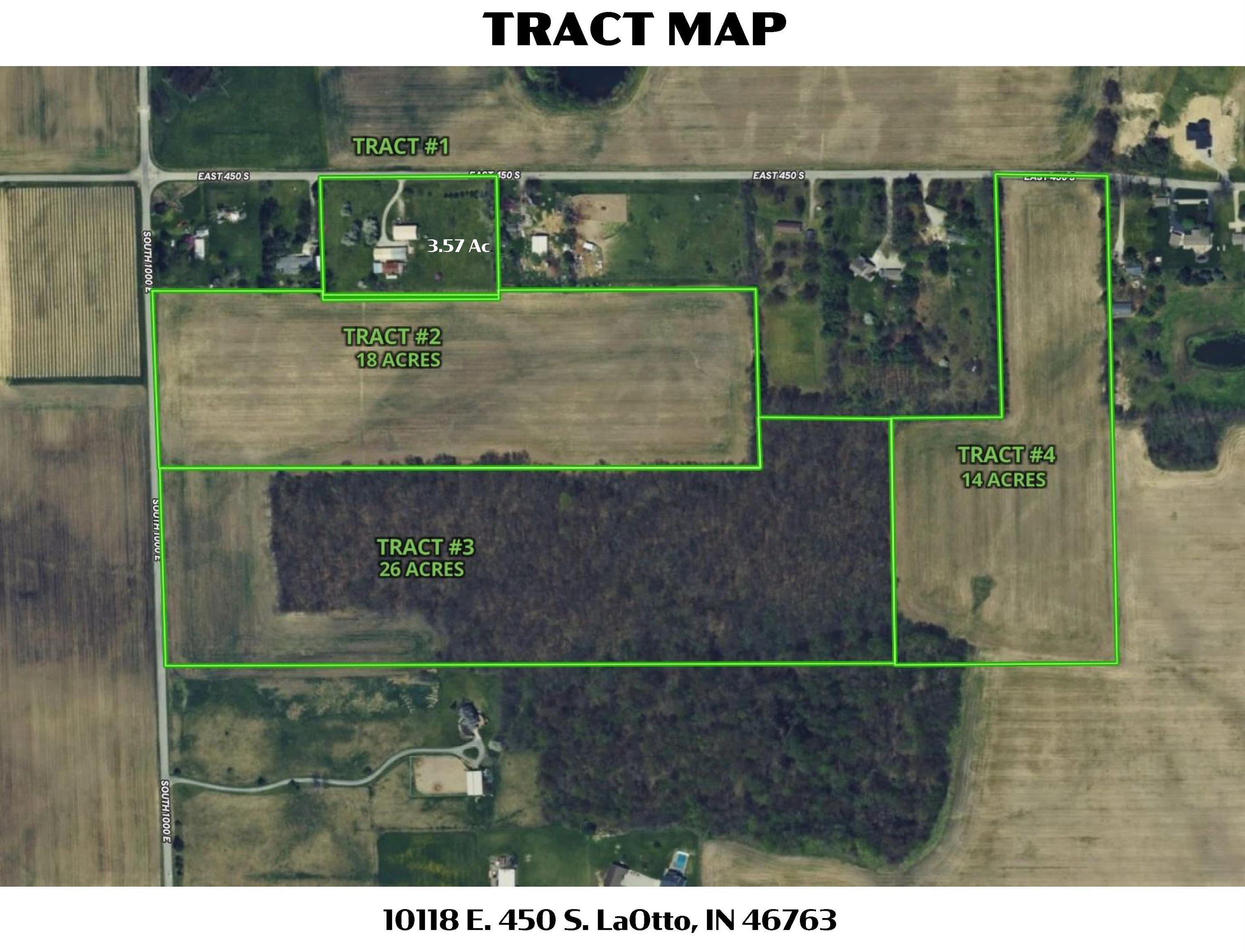 Tract Map. Illustrating the property divisions and corresponding acreage