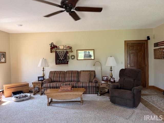 Neutral wall tones complement the bright ceiling