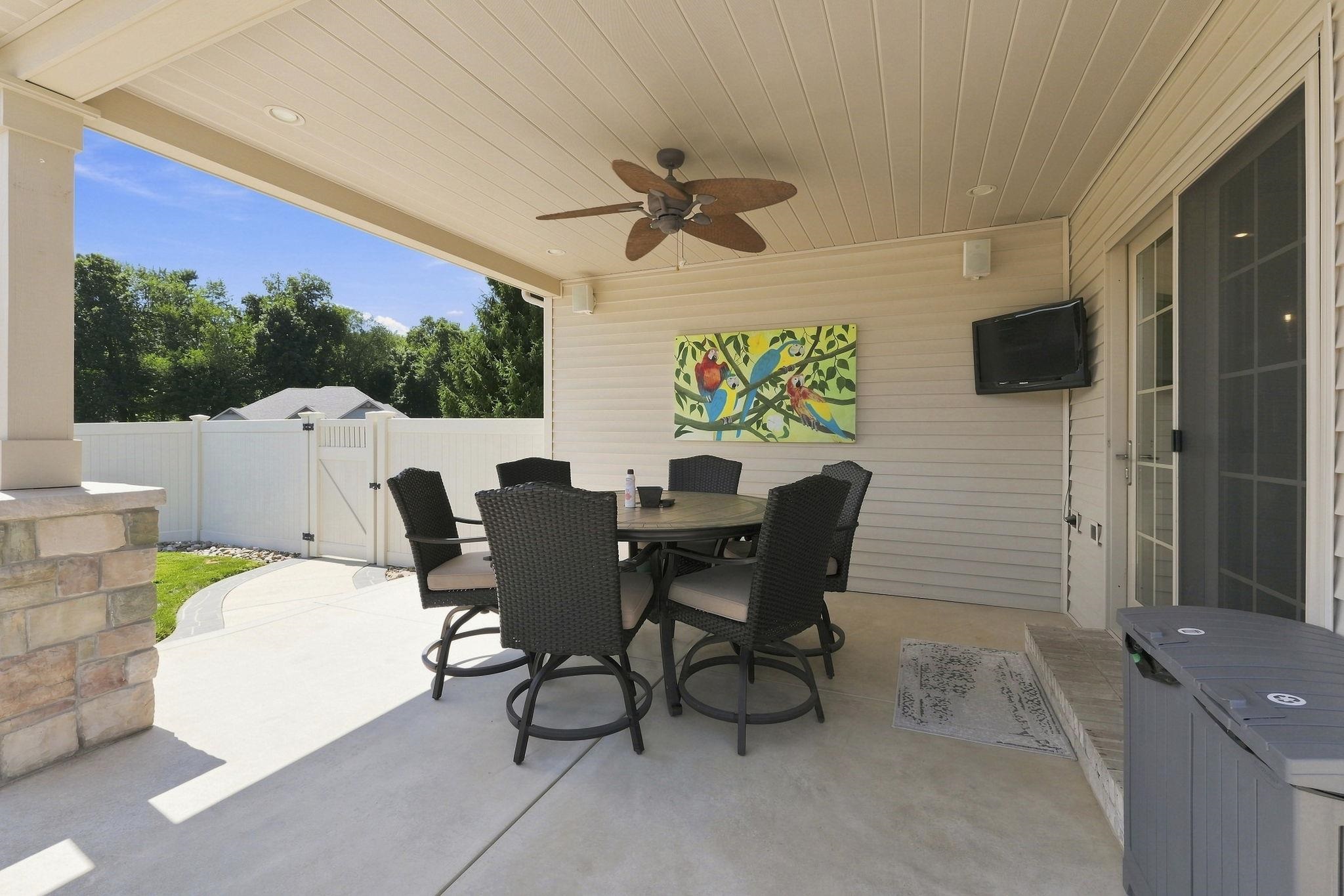 with fan, TV area, outlets for your chargers and toys