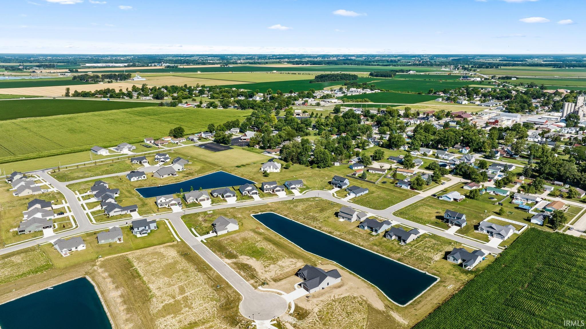 Aerial perspective showcasing a developing residential community