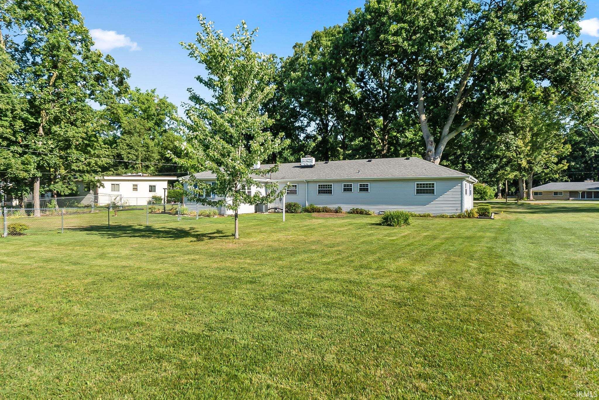 Expansive lawn area with mature trees