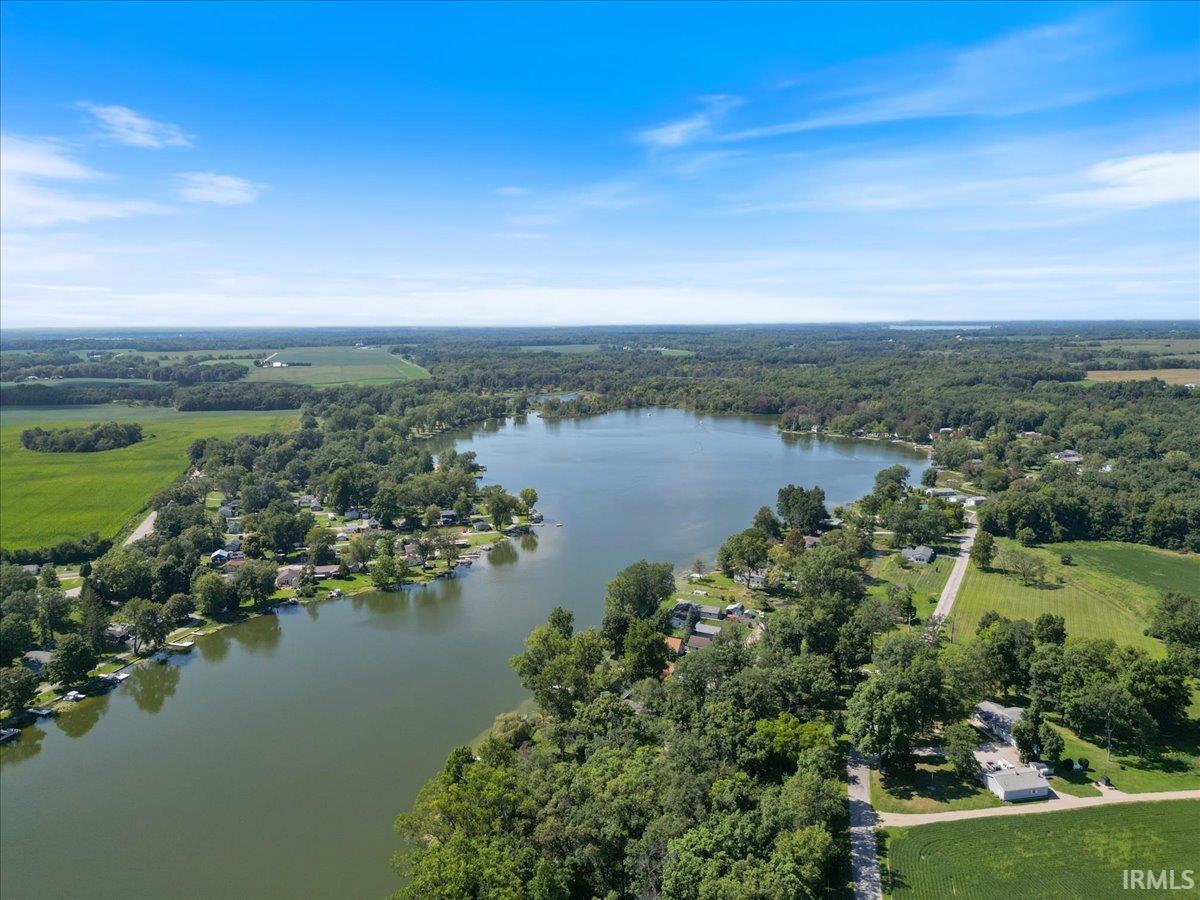 Lakefront properties with mature trees and surrounding green spaces